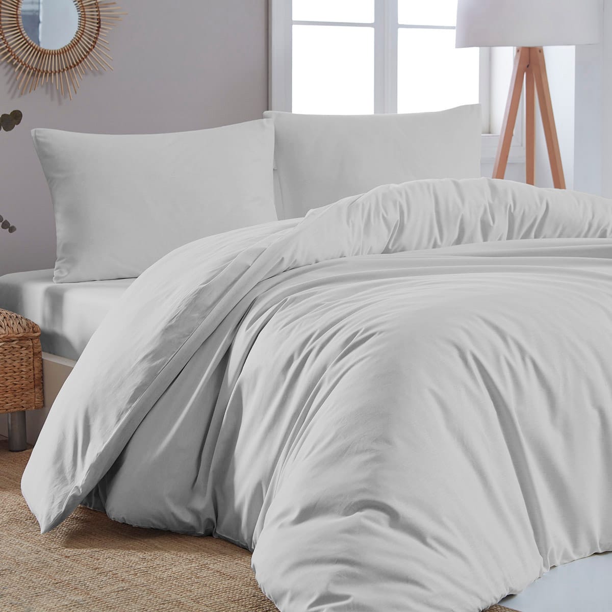 Beauty Home Παπλωματοθήκη υπέρδιπλη μονόχρωμη Art 1999 230x250 Γκρι