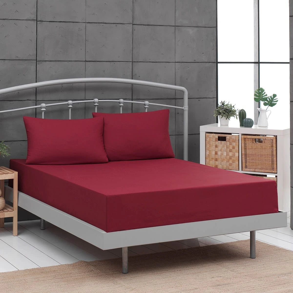 Beauty Home Σεντόνι μονό μονόχρωμο με λάστιχο Art 1999 110x200+30 Μπορντό