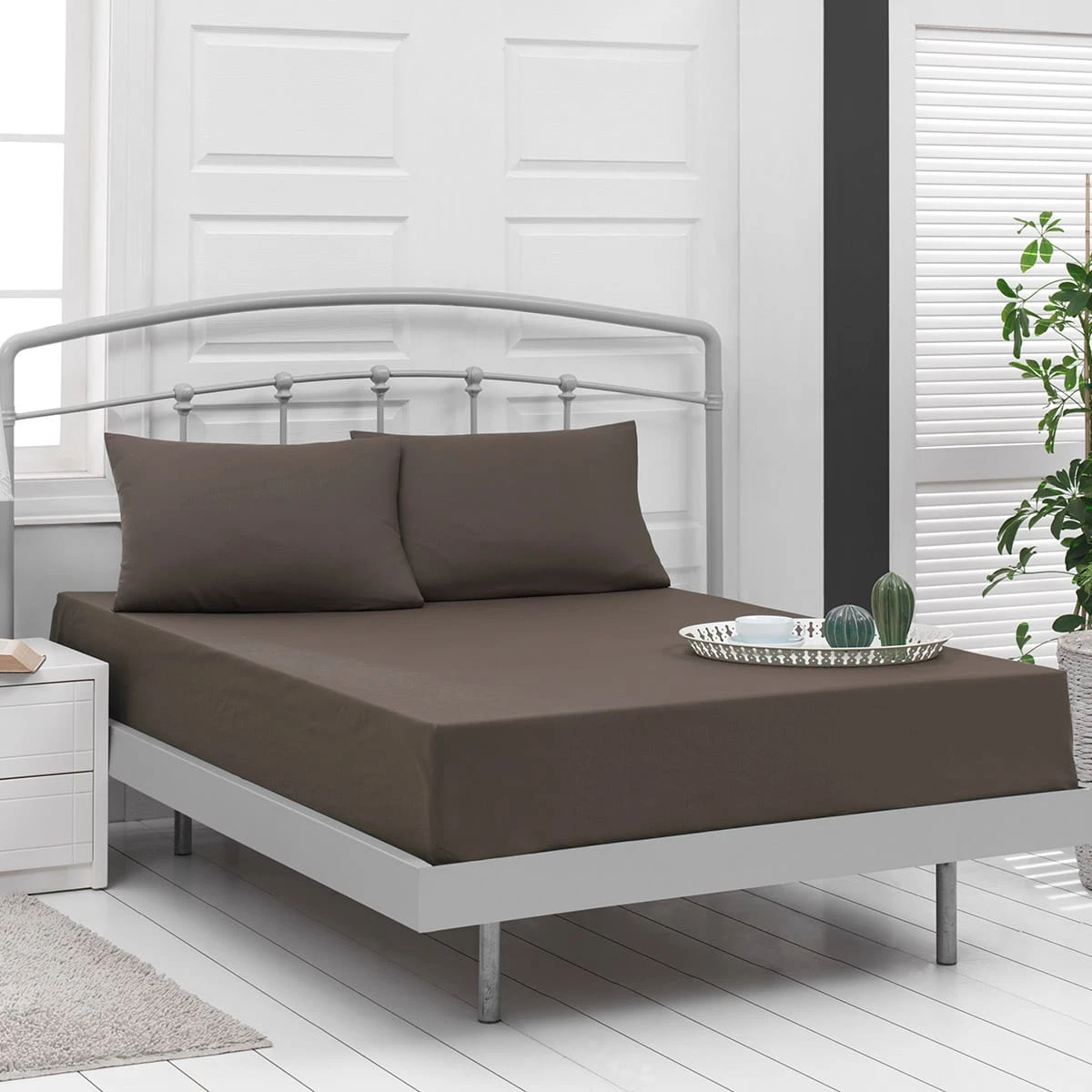 Beauty Home Σεντόνι μονό μονόχρωμο με λάστιχο Art 1999 110x200+30 Καφέ