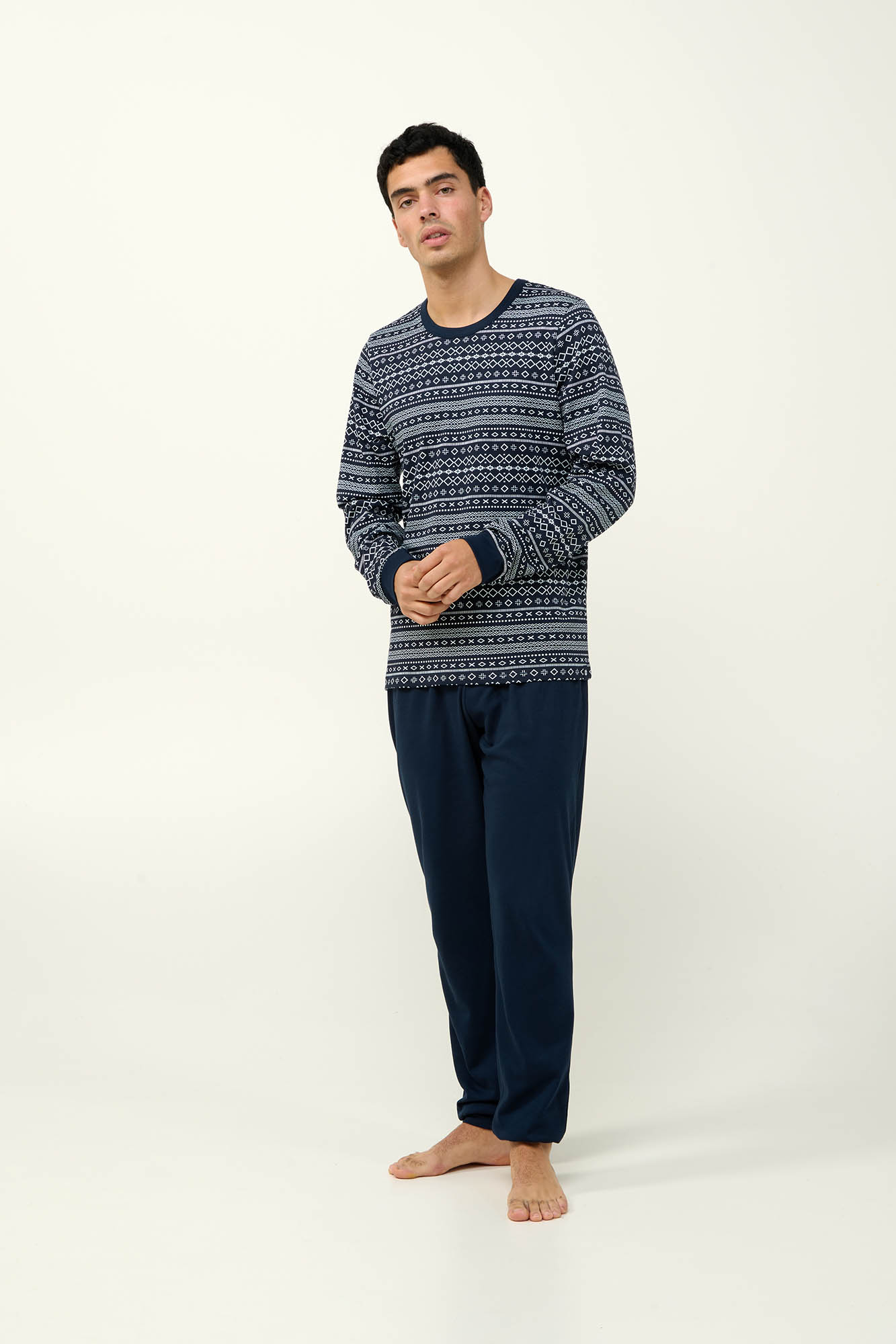 Ανδιρκή Βαμβακερή Πυτζάμα με Μανσέτες