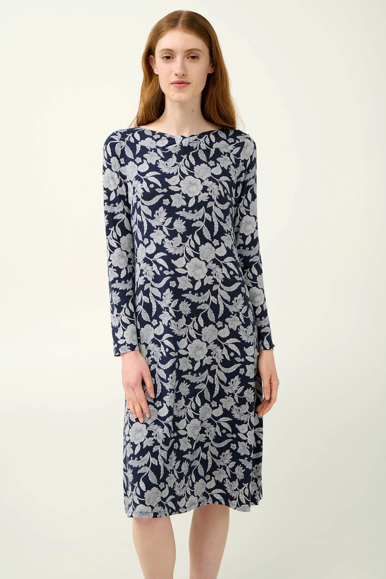 Micromodal Φλοράλ Νυχτικό με Μακριά Μανίκια