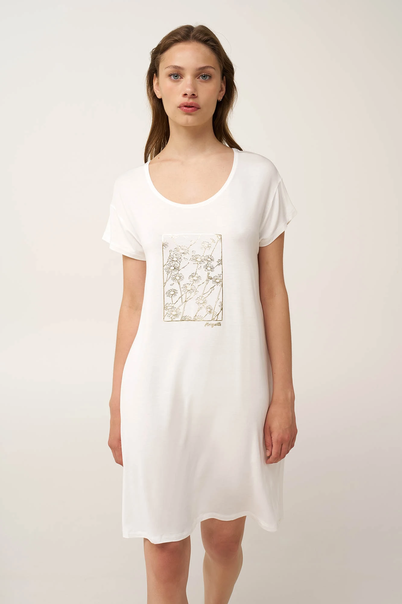 Micromodal Νυχτικό με Κοντό Μανίκι