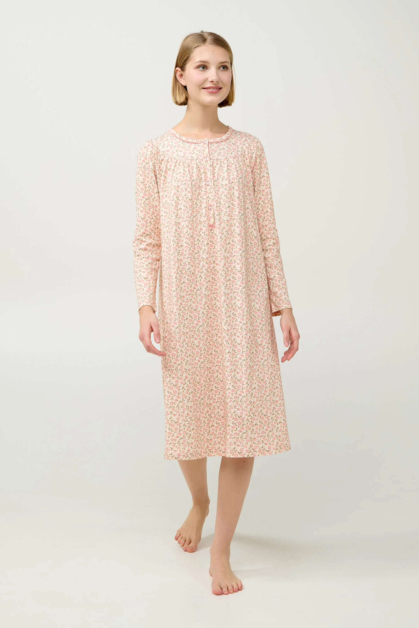 Βαμβακερό Φλοράλ Νυχτικό με Πατιλέτα