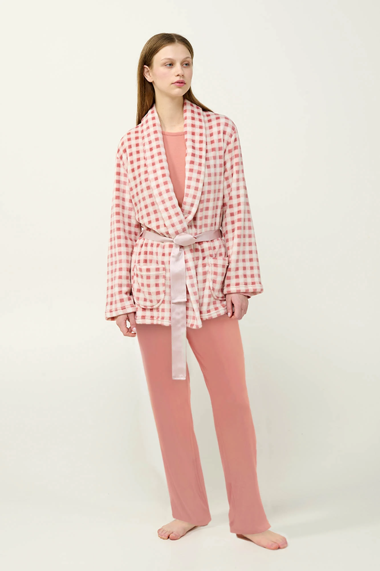 Γυναικεία Σταυρωτή Καρό Ρόμπα