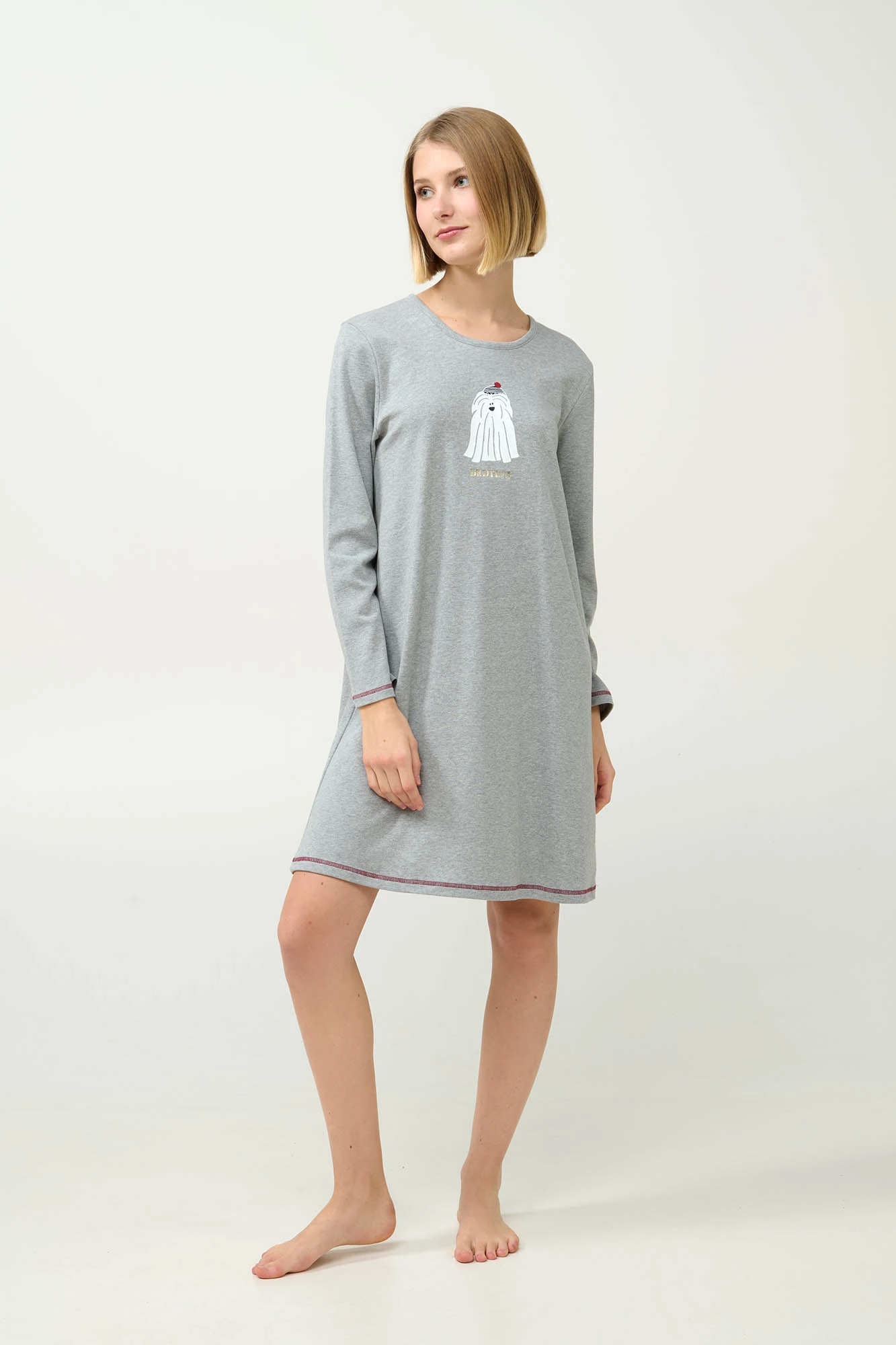 1_0038910778 Βαμβακερό Χειμερινό Νυχτικό με Τύπωμα