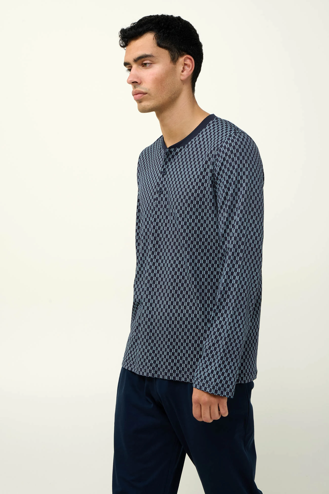 1_0043520839 Ανδρική Βαμβακερή Πυτζάμα με Πατιλέτα