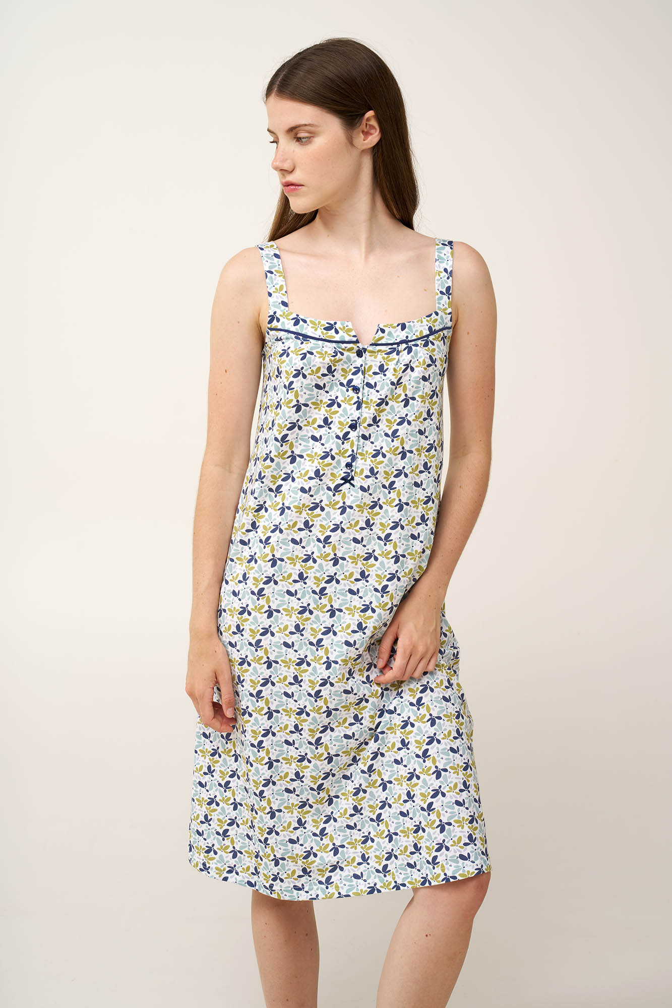 1_0082230855 Αμάνικο Βαμβακερό Νυχτικό με Κουμπιά - Image 1