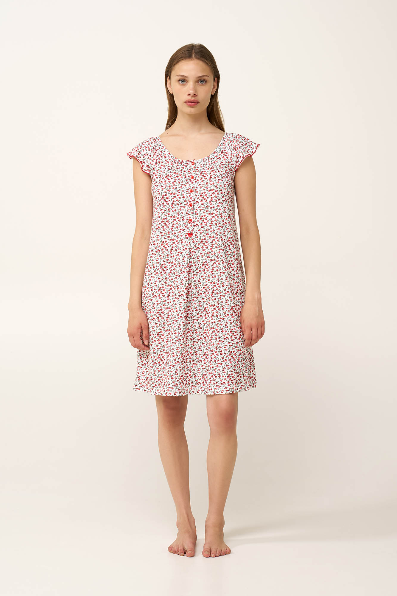 1_0097013800 Βαμβακερό Νυχτικό με Πιέτα και Πατιλέτα - Image 1