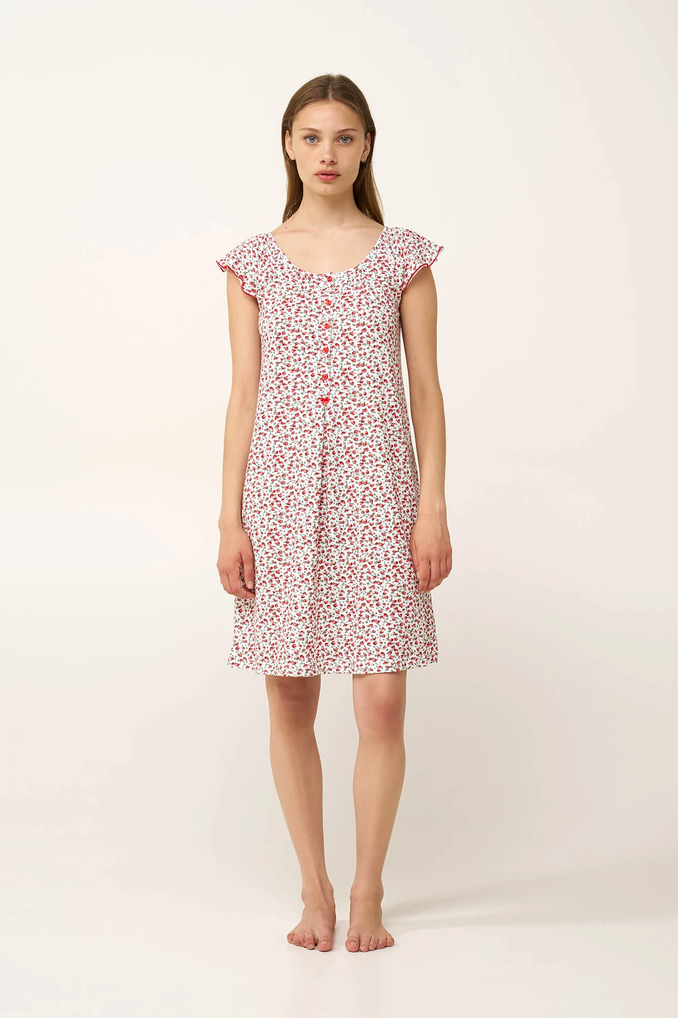 1_0097013800 Βαμβακερό Νυχτικό με Πιέτα και Πατιλέτα