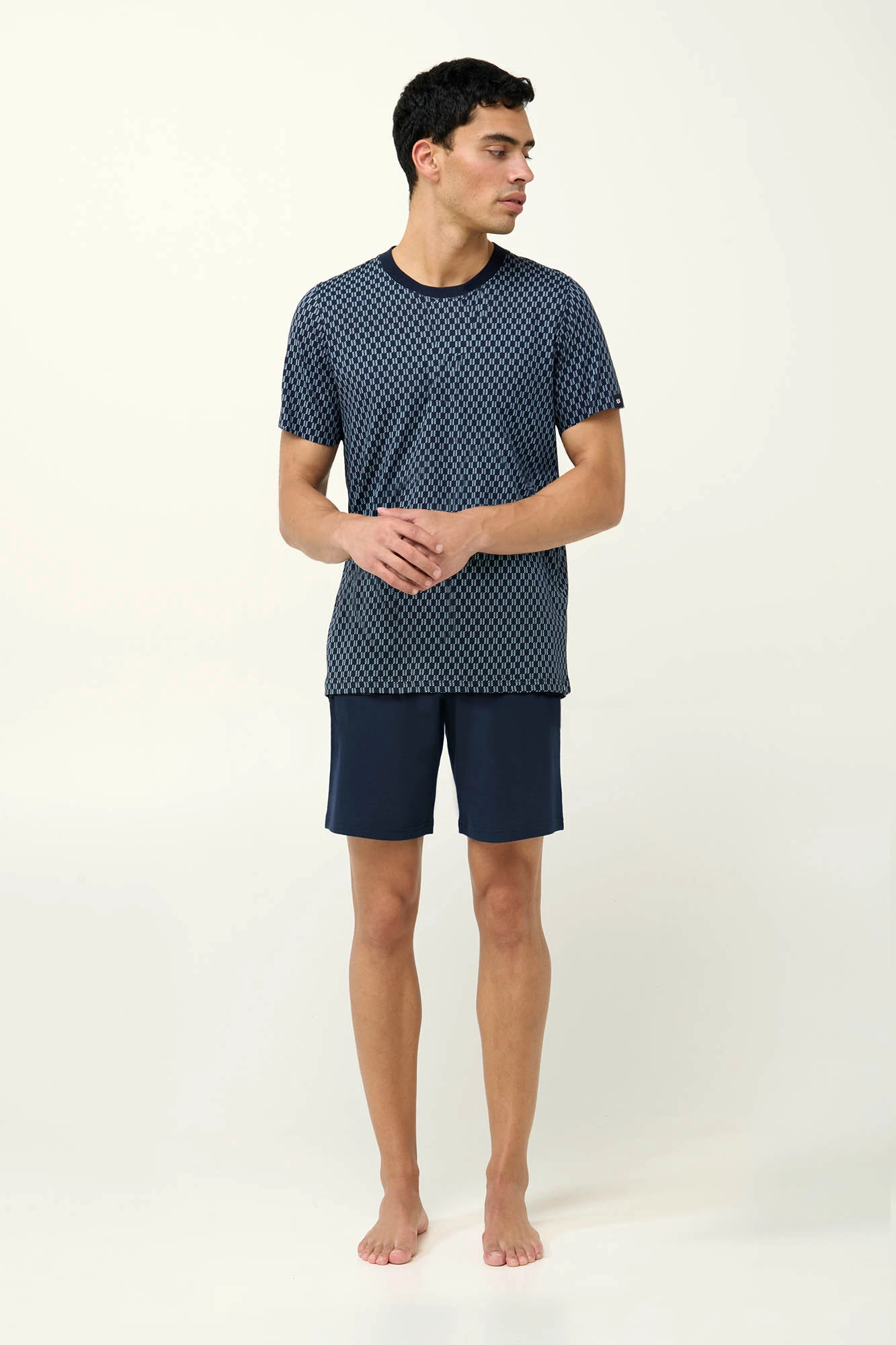 1_0104569244 Ανδρική Βαμβακερή Πυτζάμα με Κοντό Μανίκι