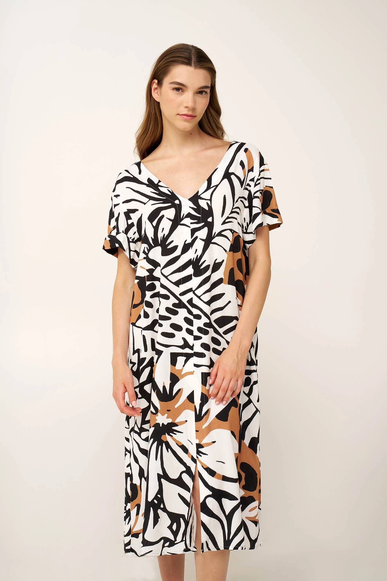 1_0104616748 Καλοκαιρινό Φόρεμα απο Ποπλίνα με V