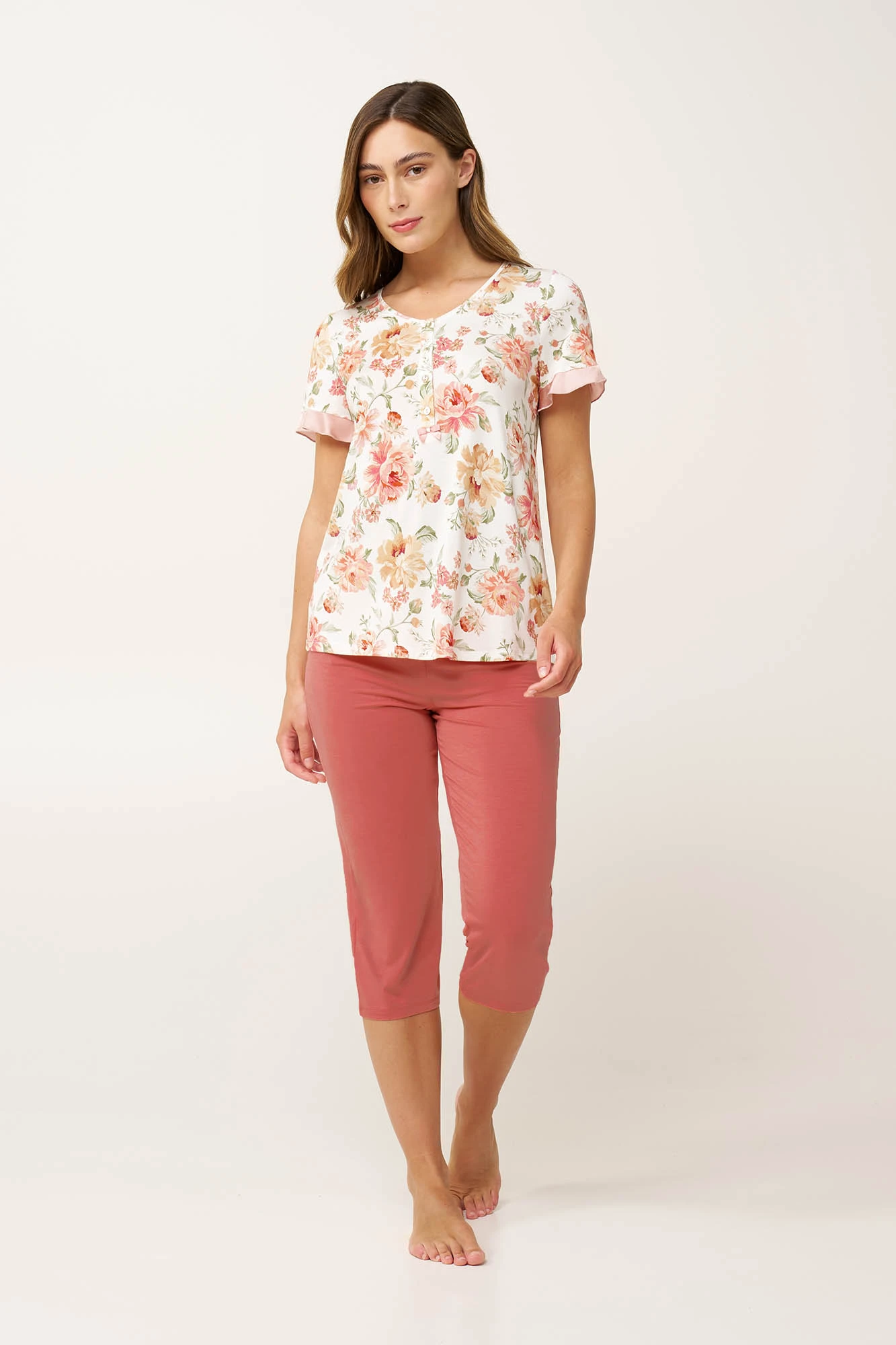 Γυναικεία Φλοράλ Πυτζάμα Micromodal με Πατιλέτα