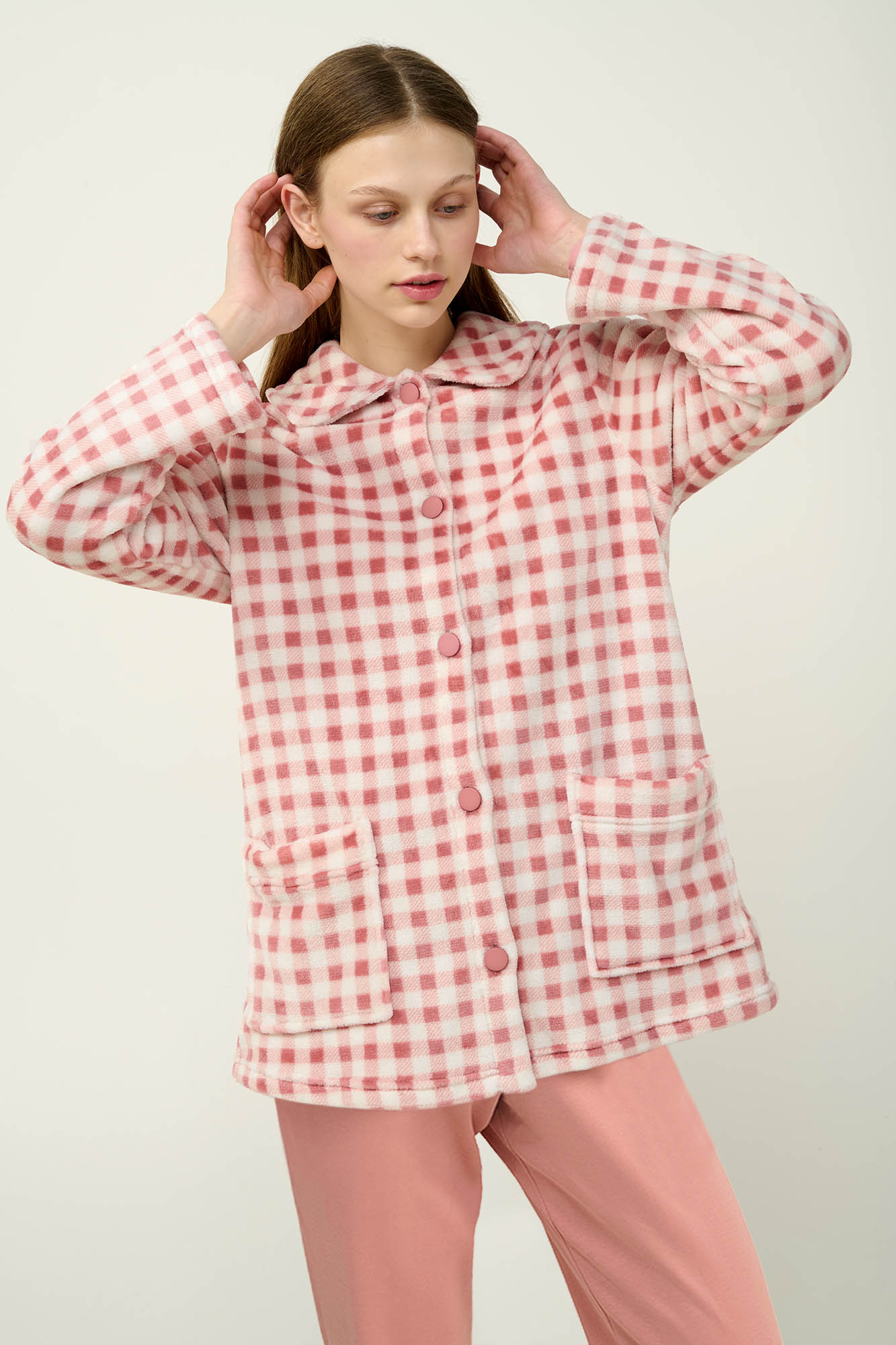 Γυναικεία Fleece Ρόμπα με Κουμπιά