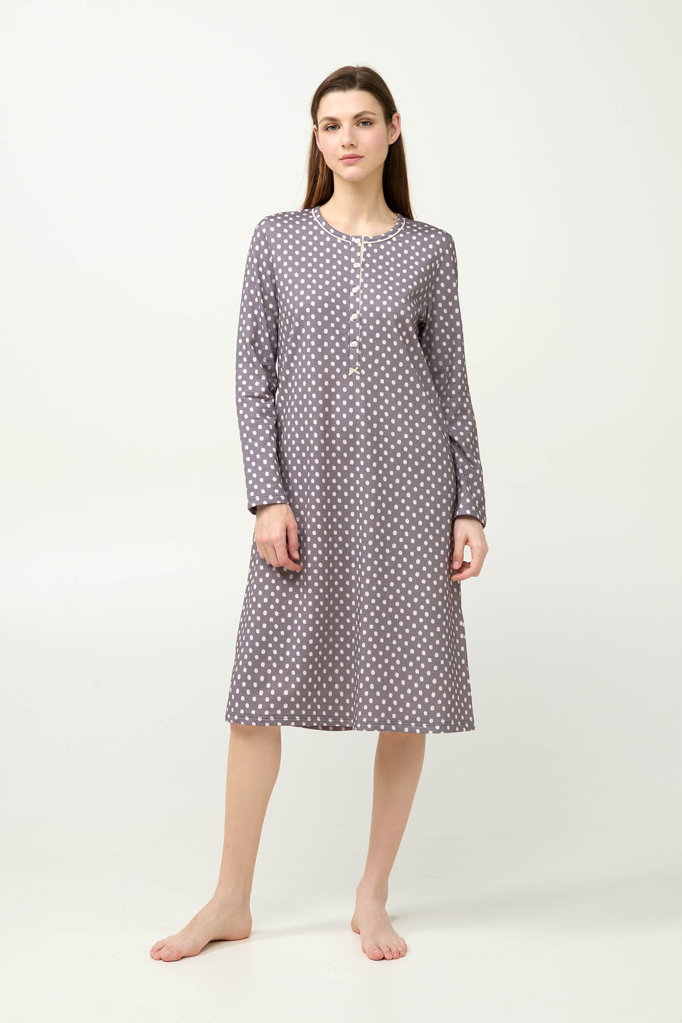 Πουά Φούτερ Νυχτικό με Πατιλέτα