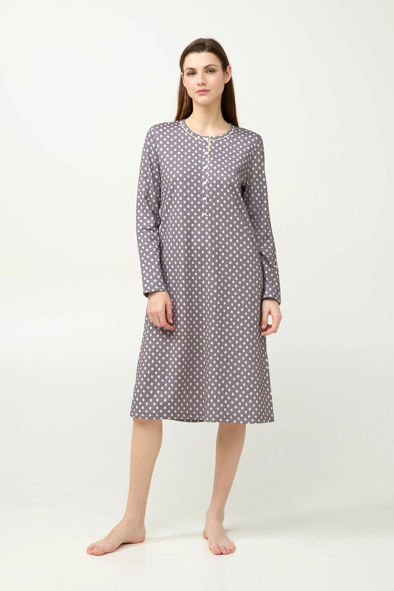 Πουά Φούτερ Νυχτικό με Πατιλέτα