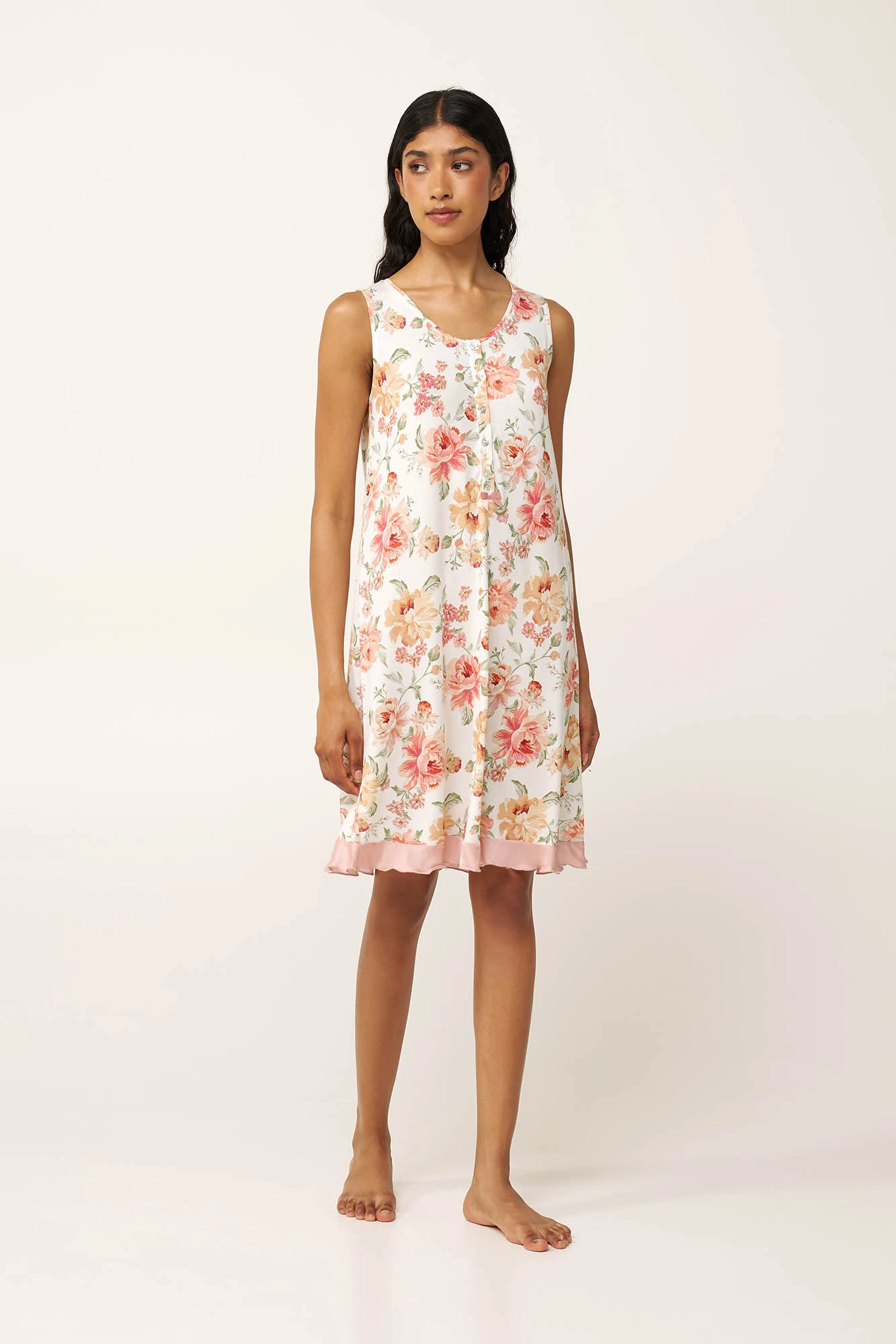 Φλοράλ Micromodal Νυχτικό με Πατιλέτα