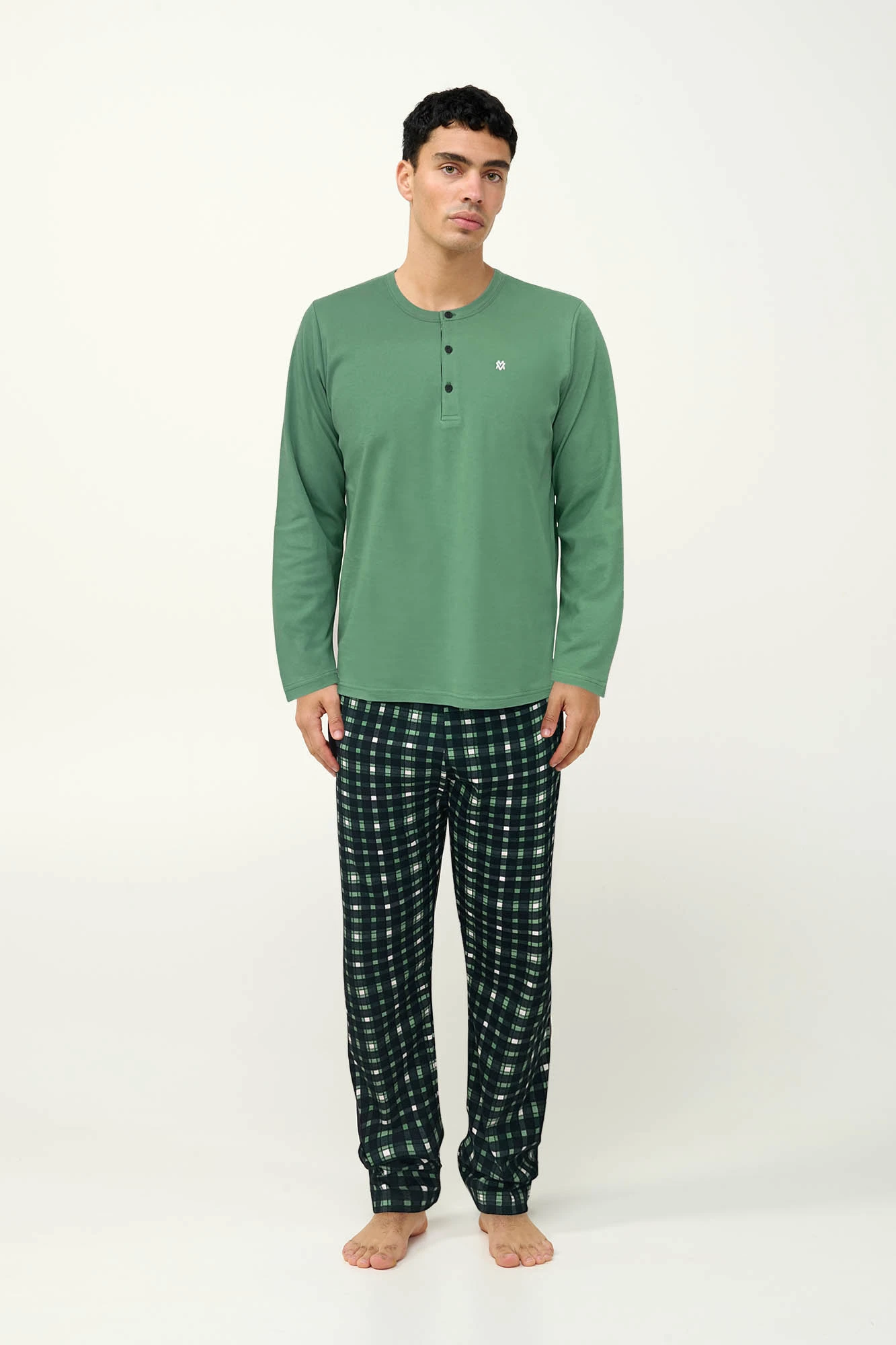 1_0139809450 Ανδρική Βαμβακερή Πυτζάμα με Πατιλέτα