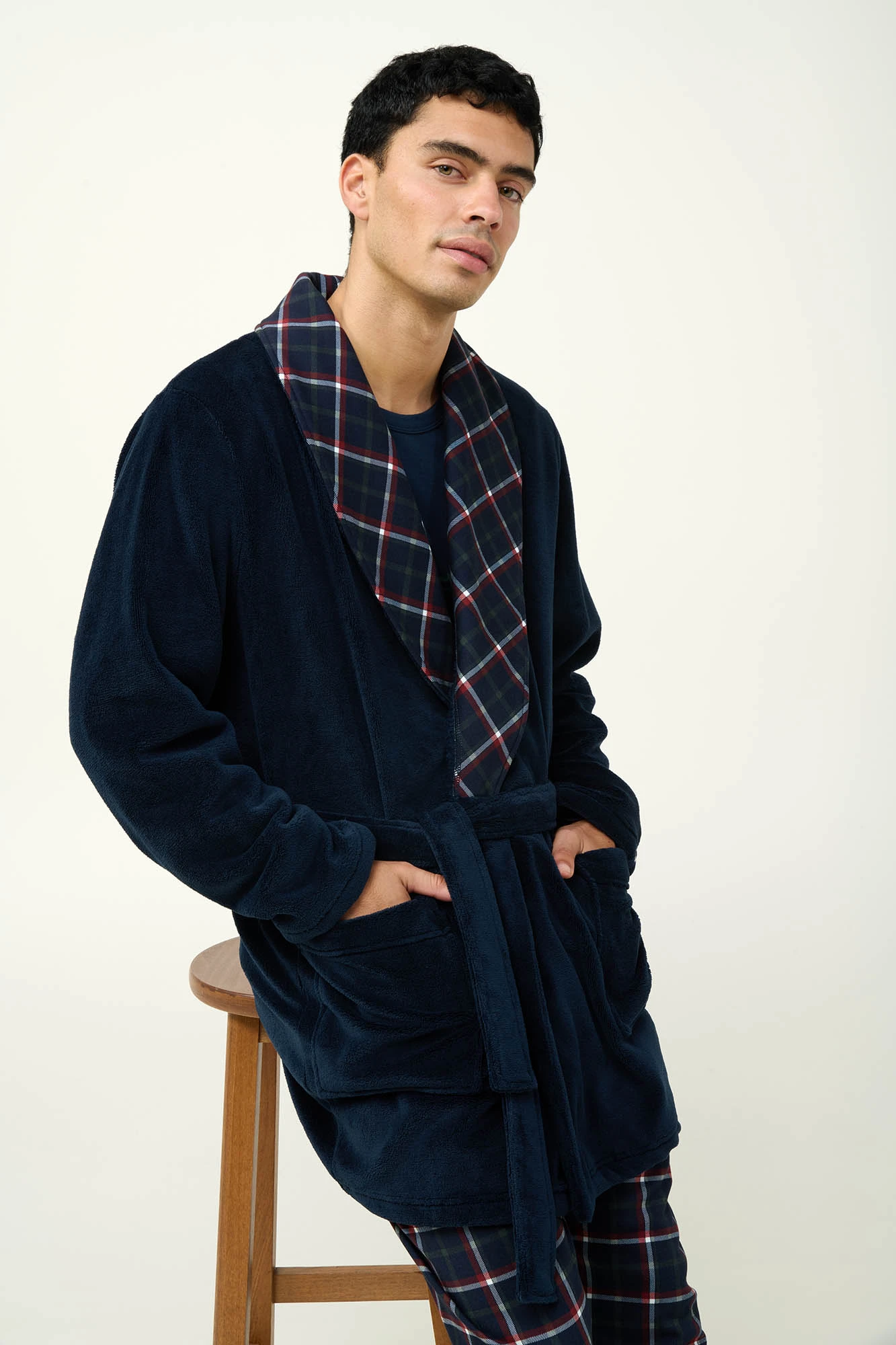 1_0157711988 Ανδρική Σταυρωτή Fleece Ρόμπα