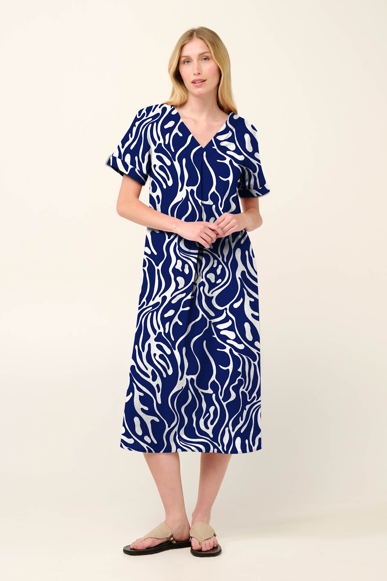 Καλοκαιρινό Φόρεμα από Ποπλίνα με Πιέτα