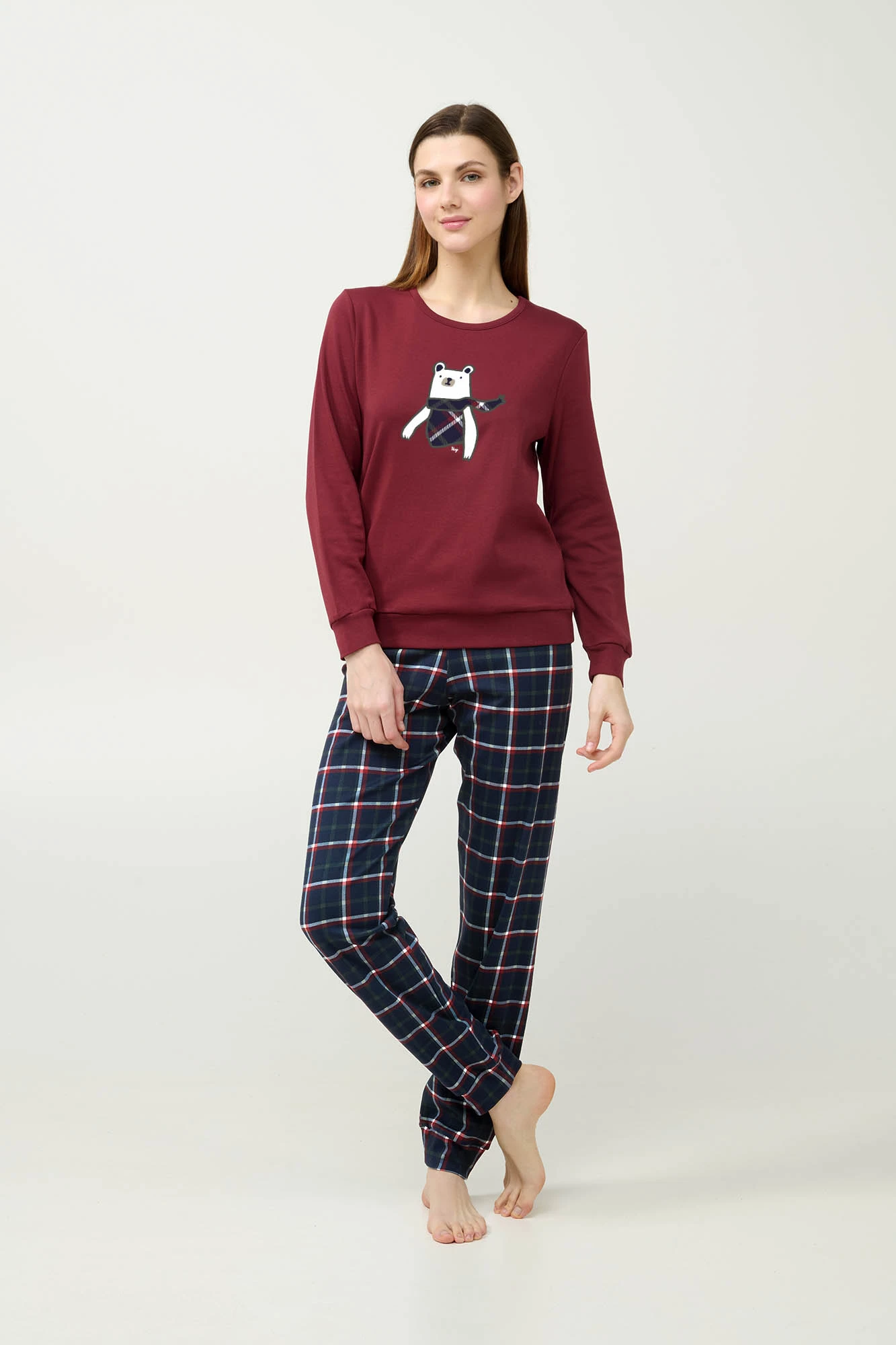 Βαμβακερή Γυναικεία Πυτζάμα με Μανσέτες