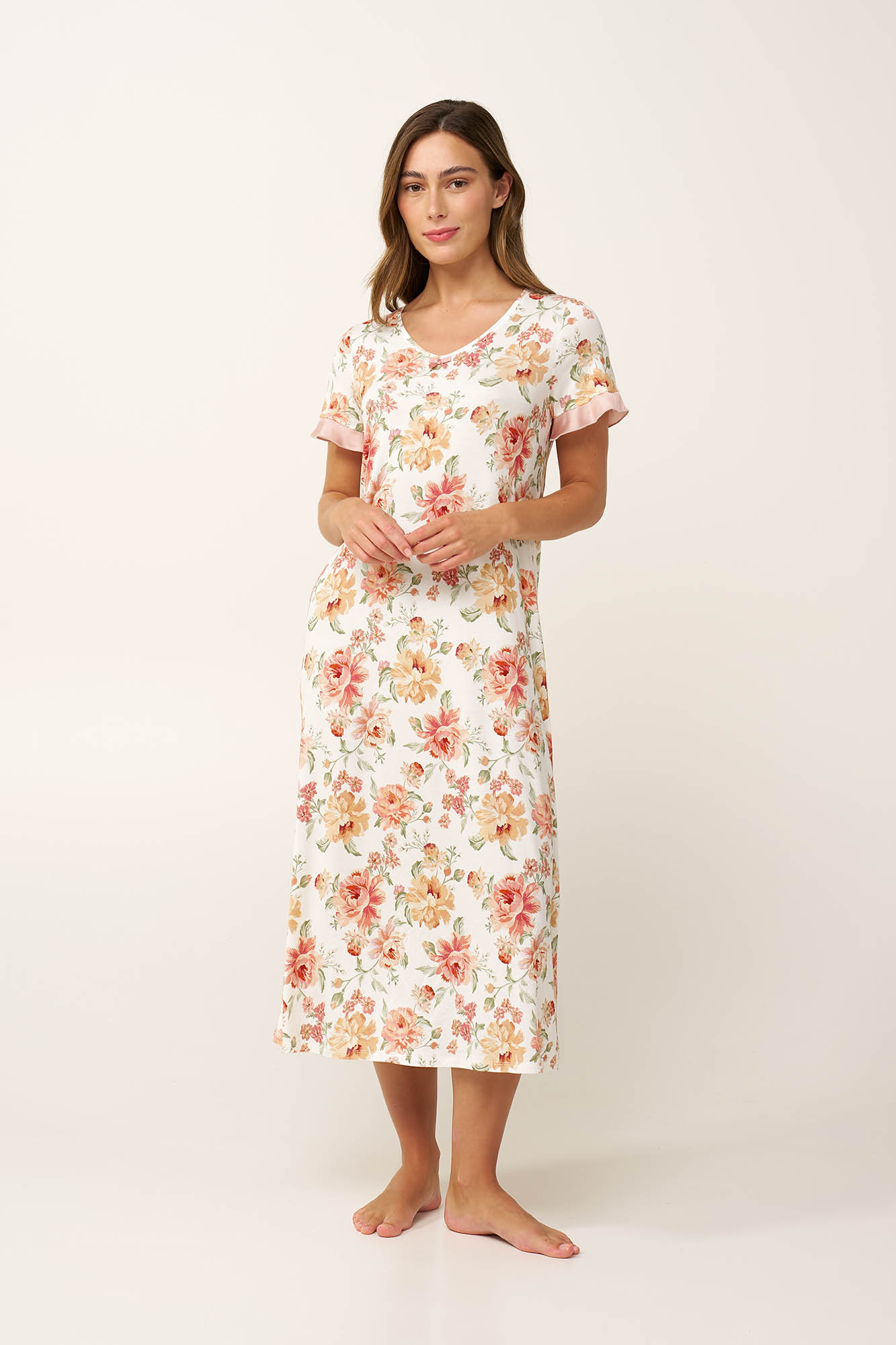 Micromodal Μακρύ Φλοράλ Νυχτικό