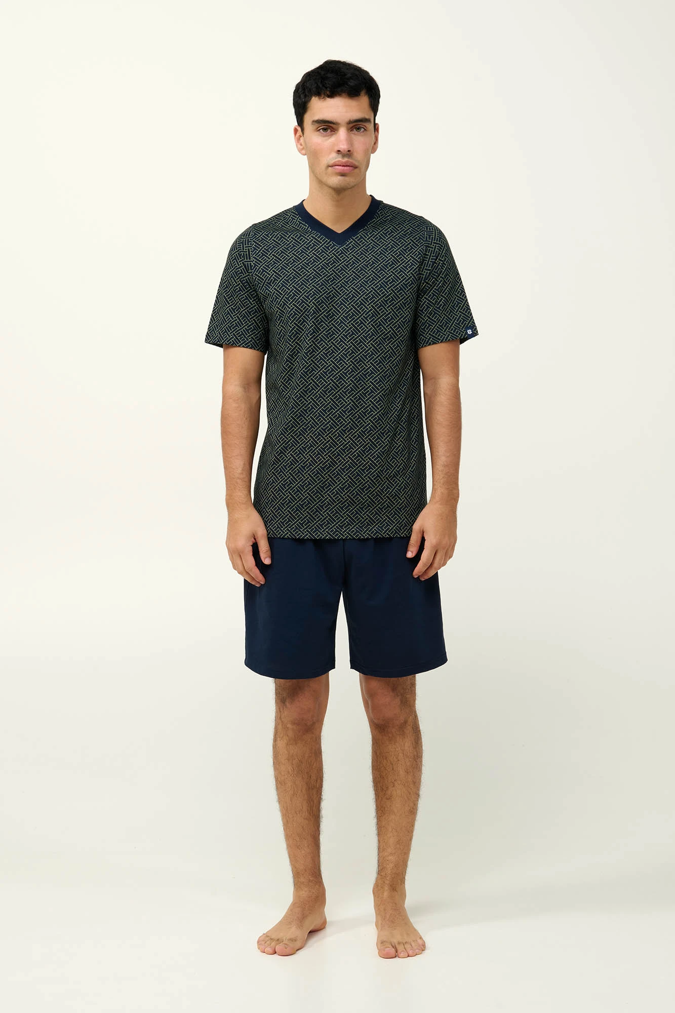 Ανδρική Βαμβακερή Πυτζάμα με Κοντό Μανίκι