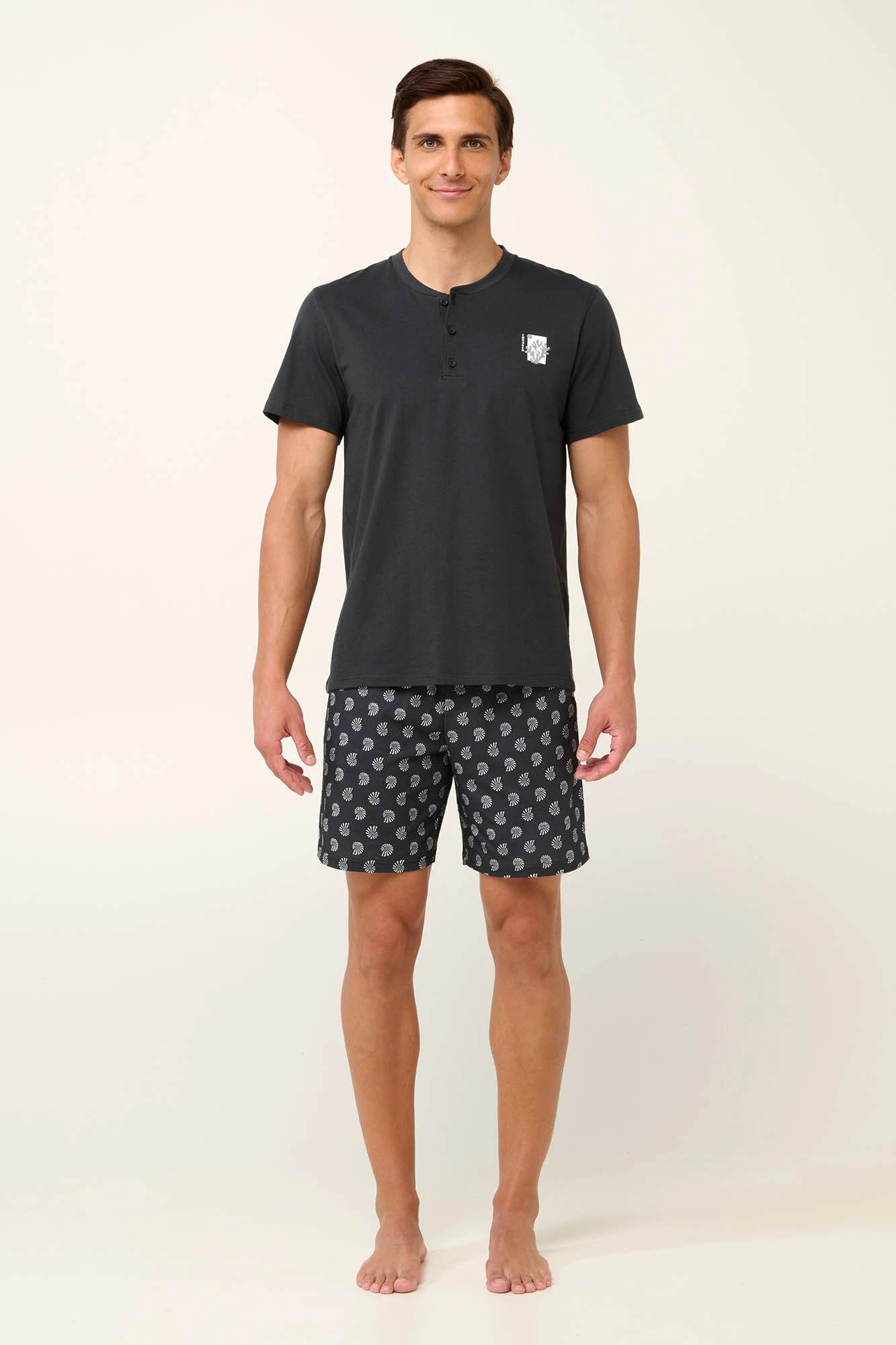 Βαμβακερή Ανδρική Πυτζάμα με Κοντό Παντελόνι
