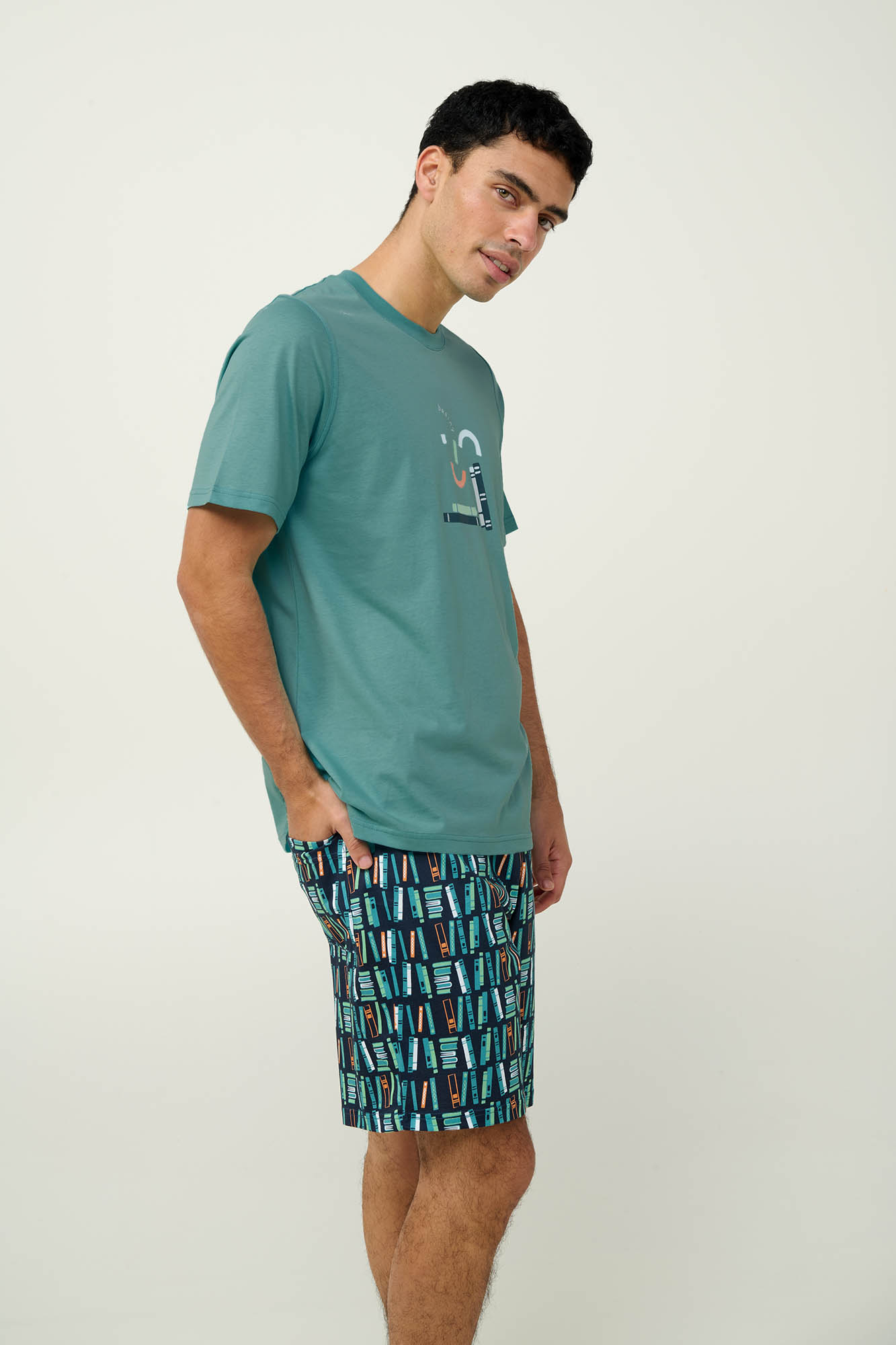 Ανδρική Βαμβακερή Πυτζάμες με Κοντό Μανίκι