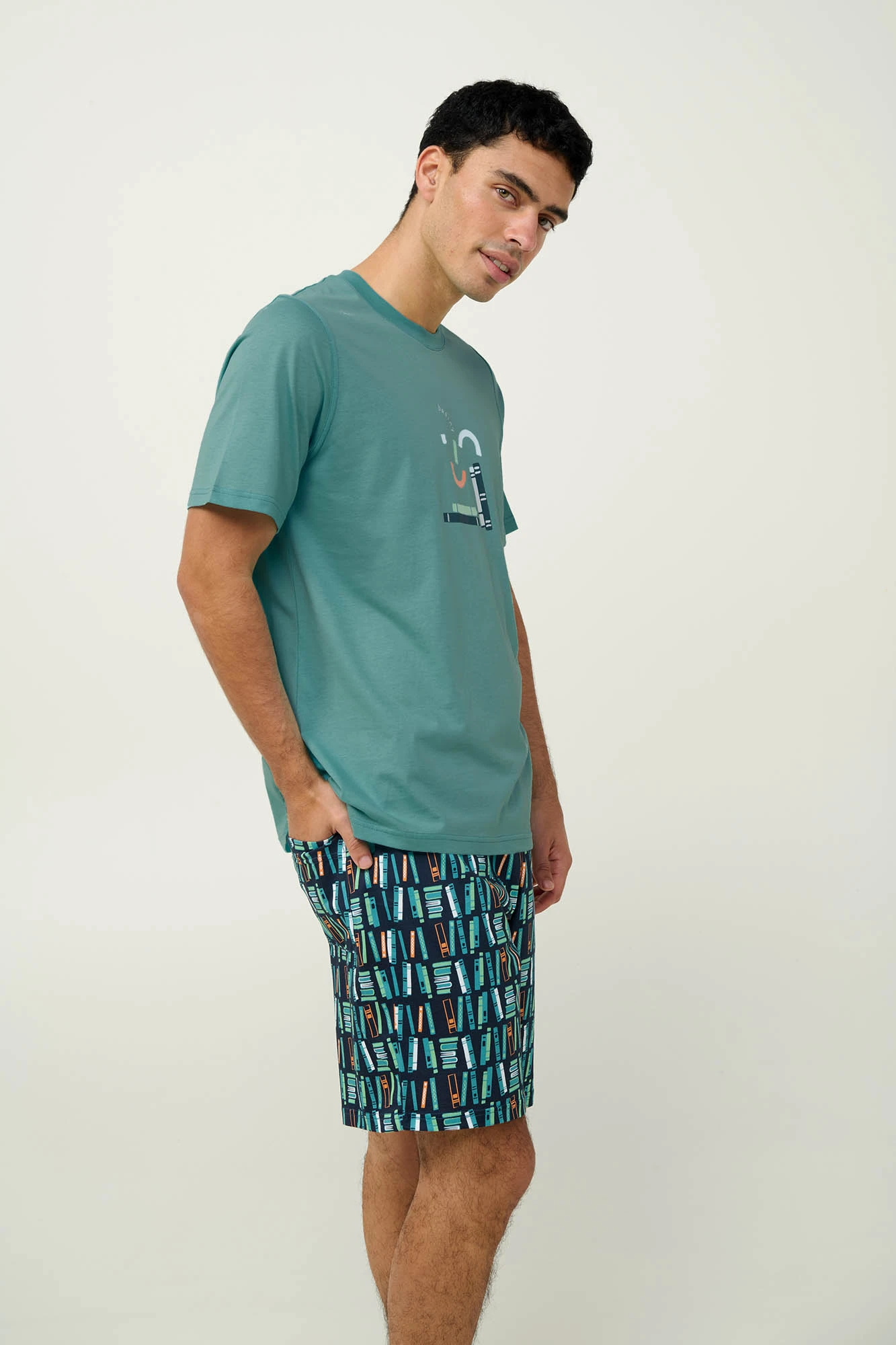 Ανδρική Βαμβακερή Πυτζάμες με Κοντό Μανίκι