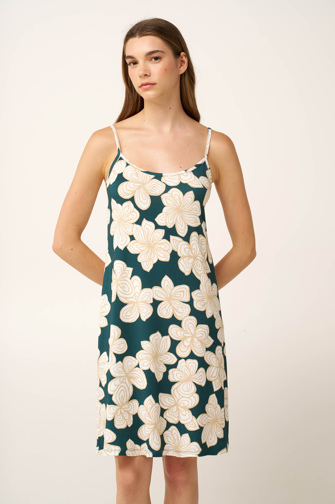 Micromodal Φλοράλ Νυχτικό με Τιράντες