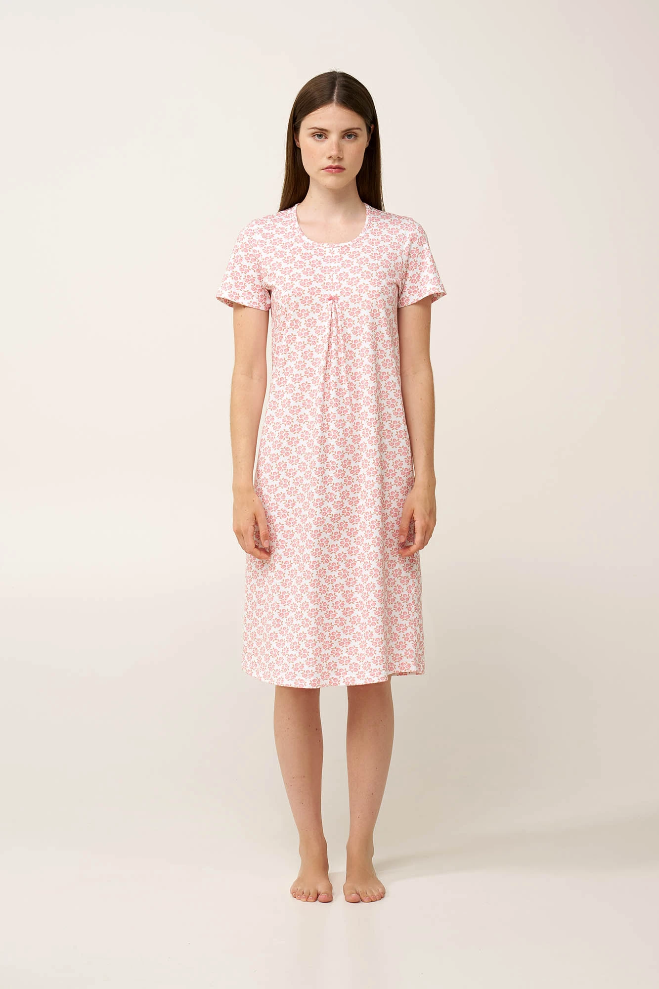 1_0256393505 Βαμβακερό Νυχτικό με Πιέτα