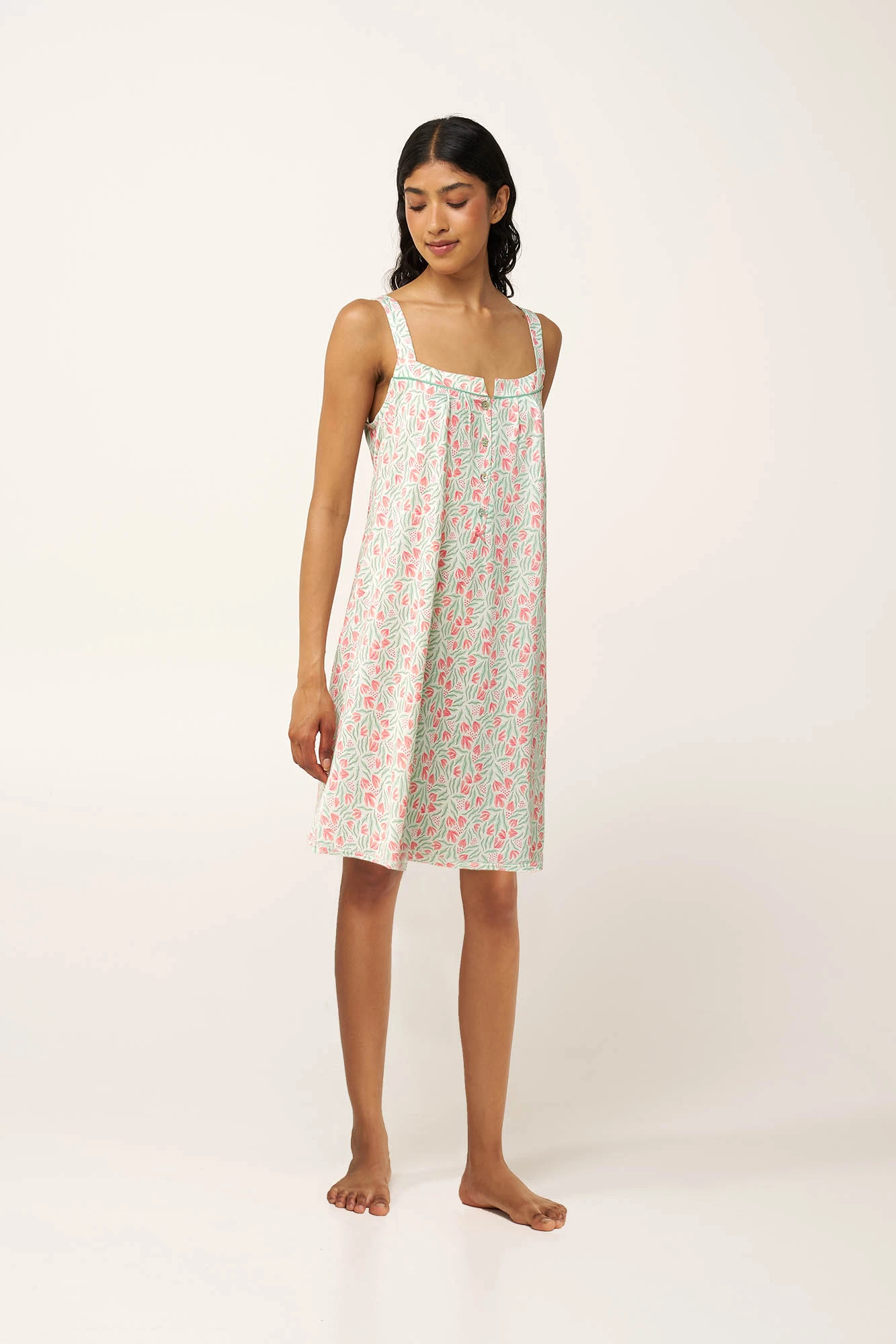 Cotton-Modal Φλοράλ Νυχτικό με Πατιλέτα