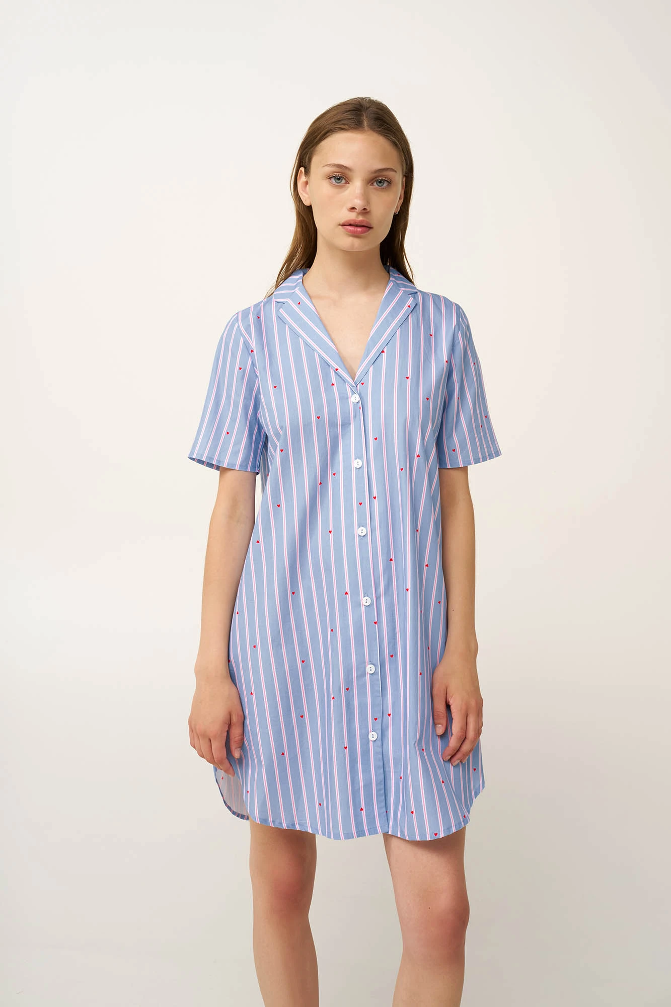 Κουμπωτό Νυχτικό από Ποπλίνα