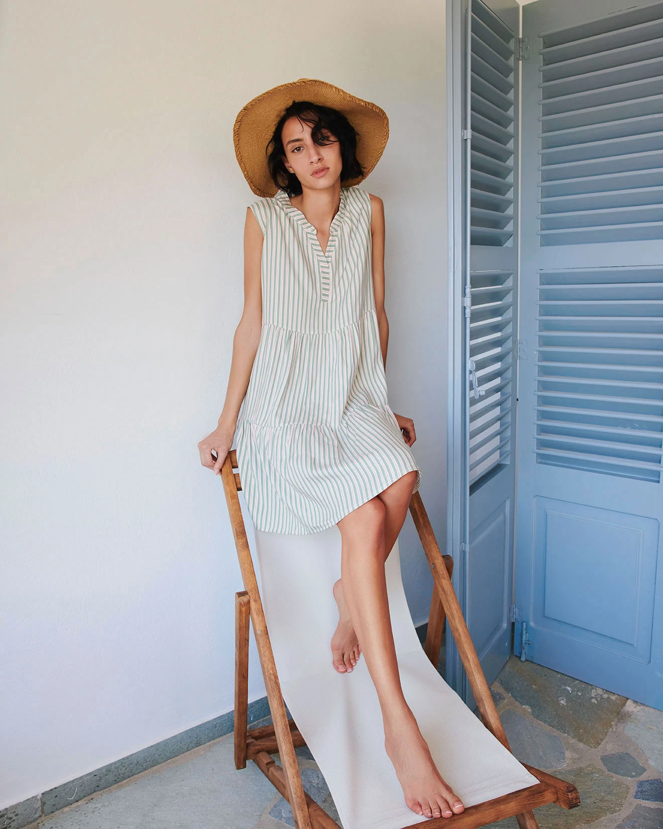 Αμάνικο Ριγέ Νυχτικό