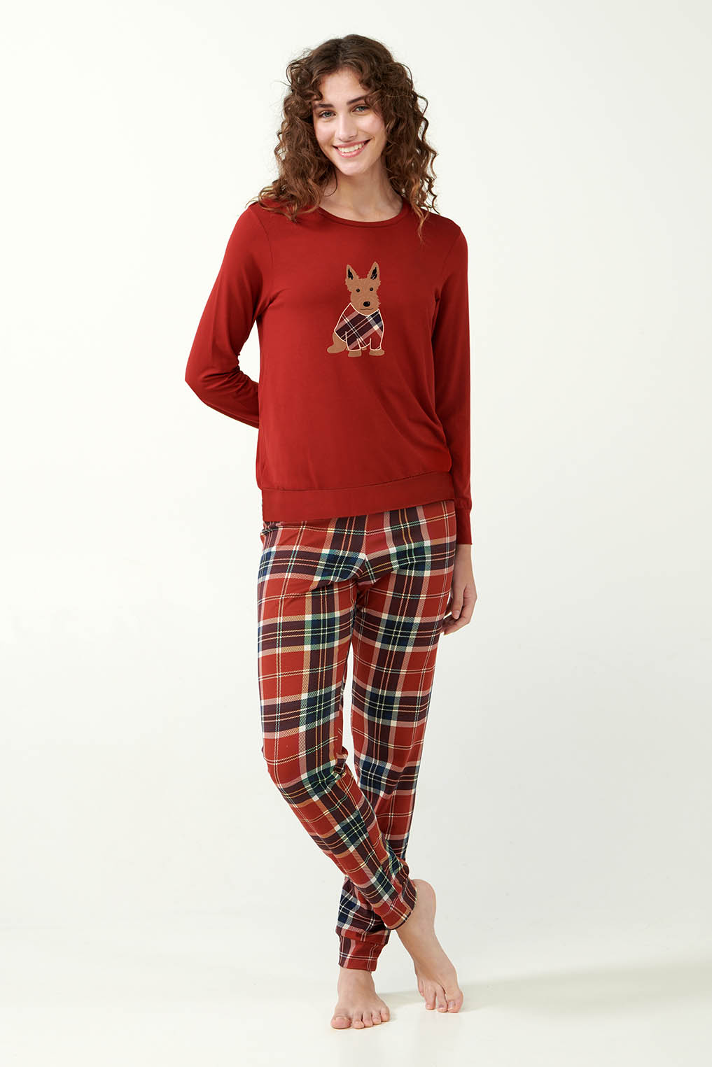 Χριστουγεννιάτικες Γυναικείες Πυτζάμες με Ταρτάν Μοτίβο