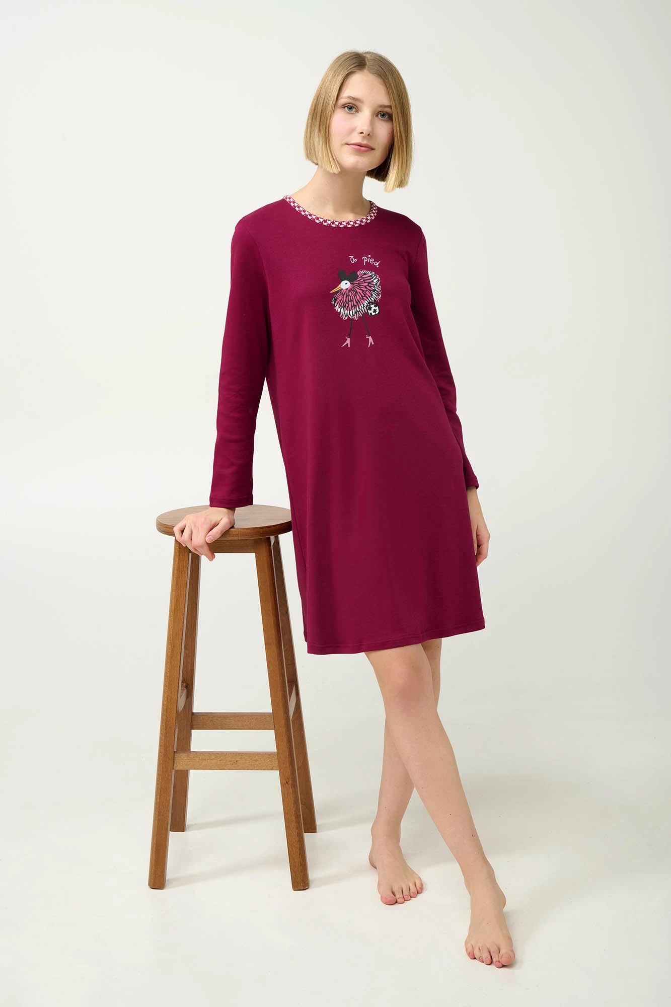 Βαμβακερό Γυναικείο Νυχτικό με Τύπωμα