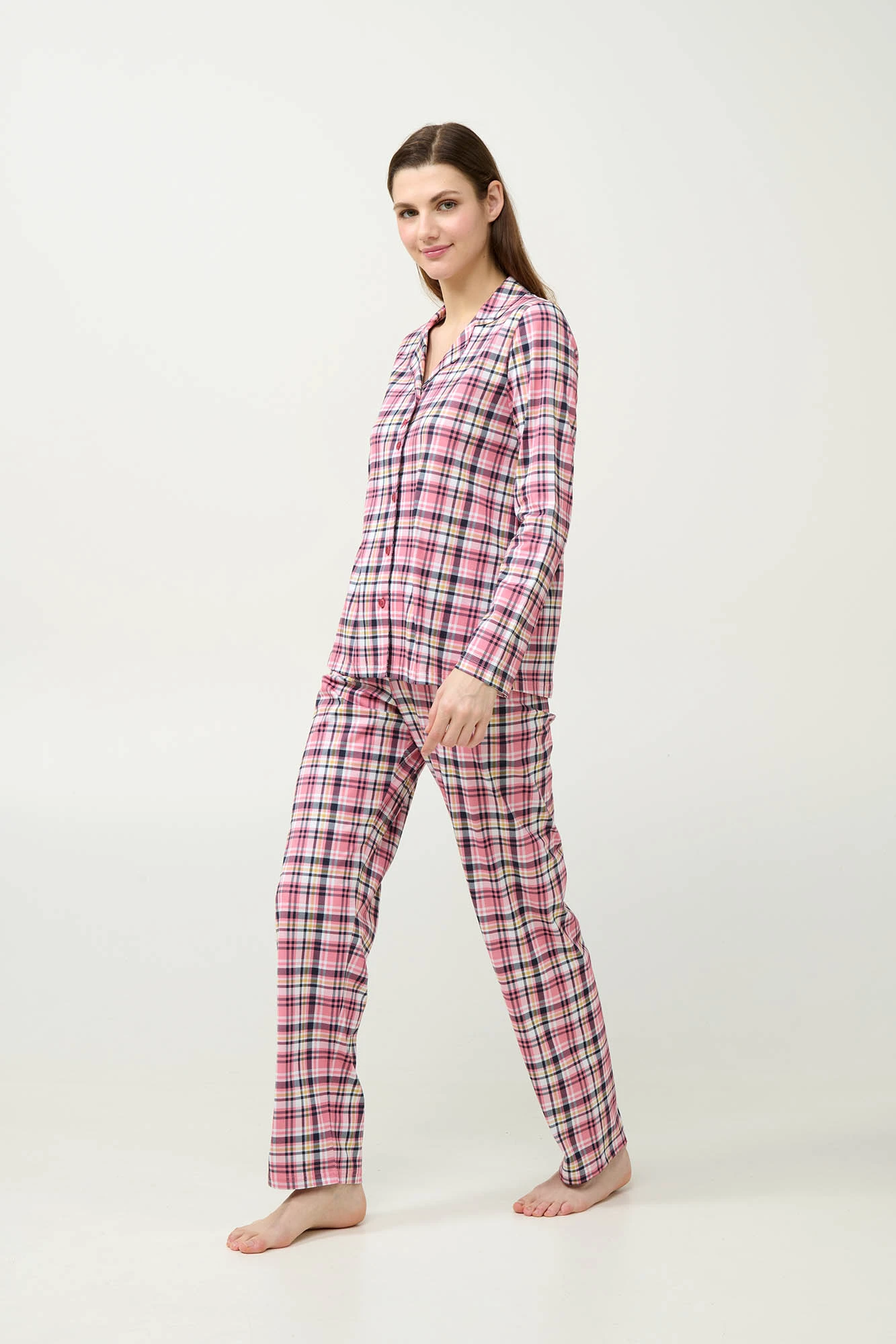1_0348157789 Κουμπωτή Καρό Γυναικεία Πυτζάμα