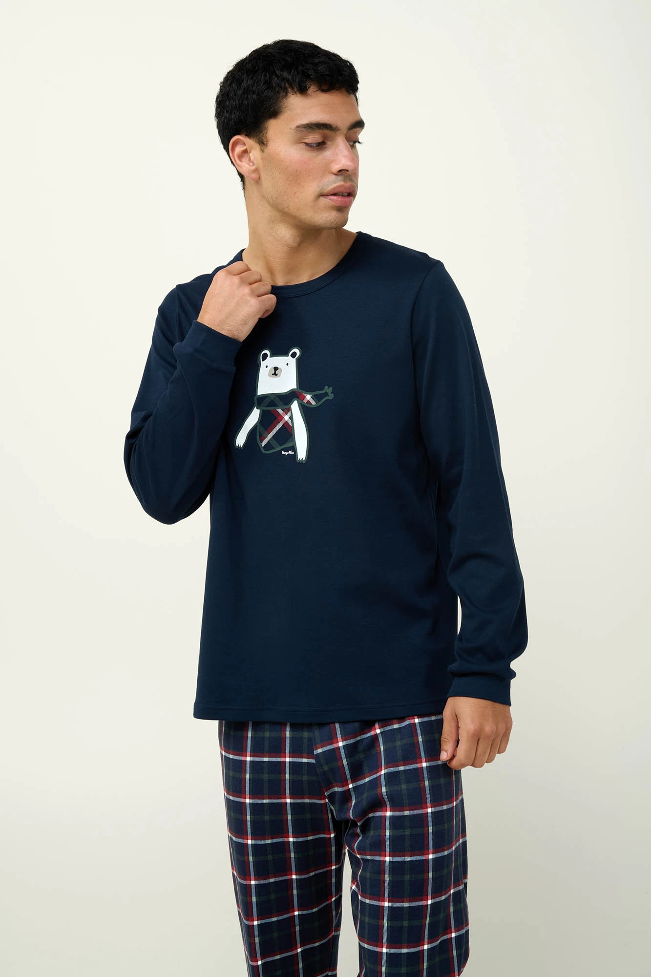 1_0356712515 Ανδρική Βαμβακερή Πυτζάμα με Μανσέτες