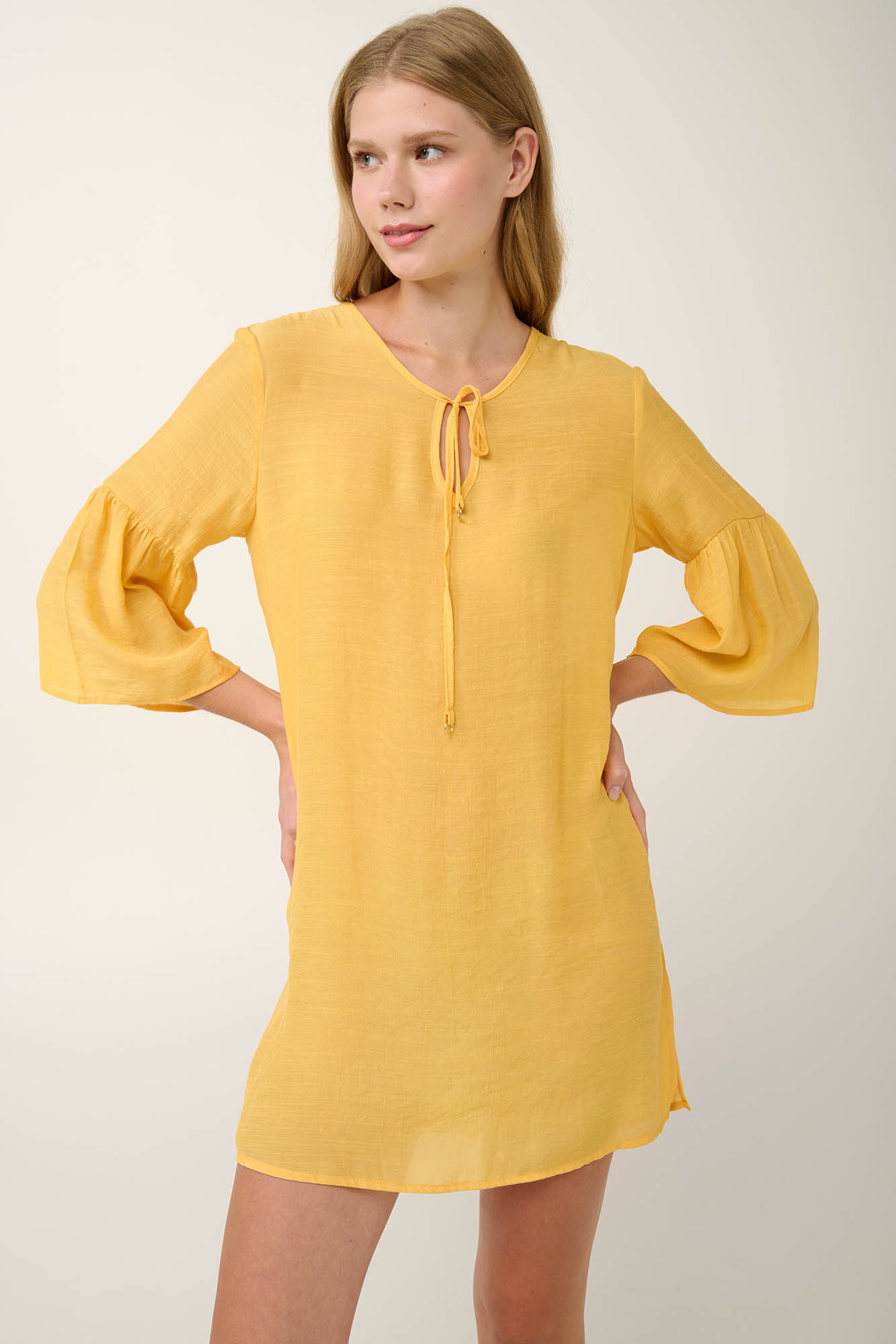 1_0357581190 Μονόχρωμο Καλοκαιρινό Φόρεμα από Viscose Gauze