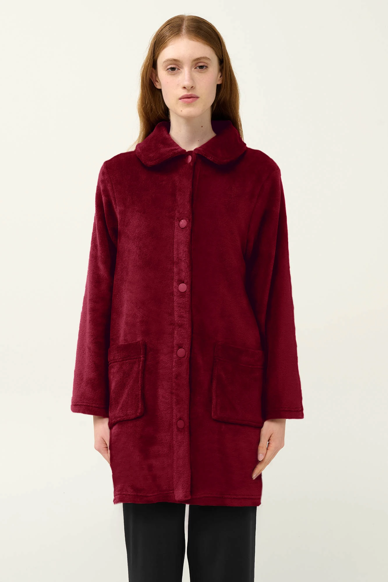 1_0359243343 Γυναικεία Κουμπωτή Fleece Ρόμπα