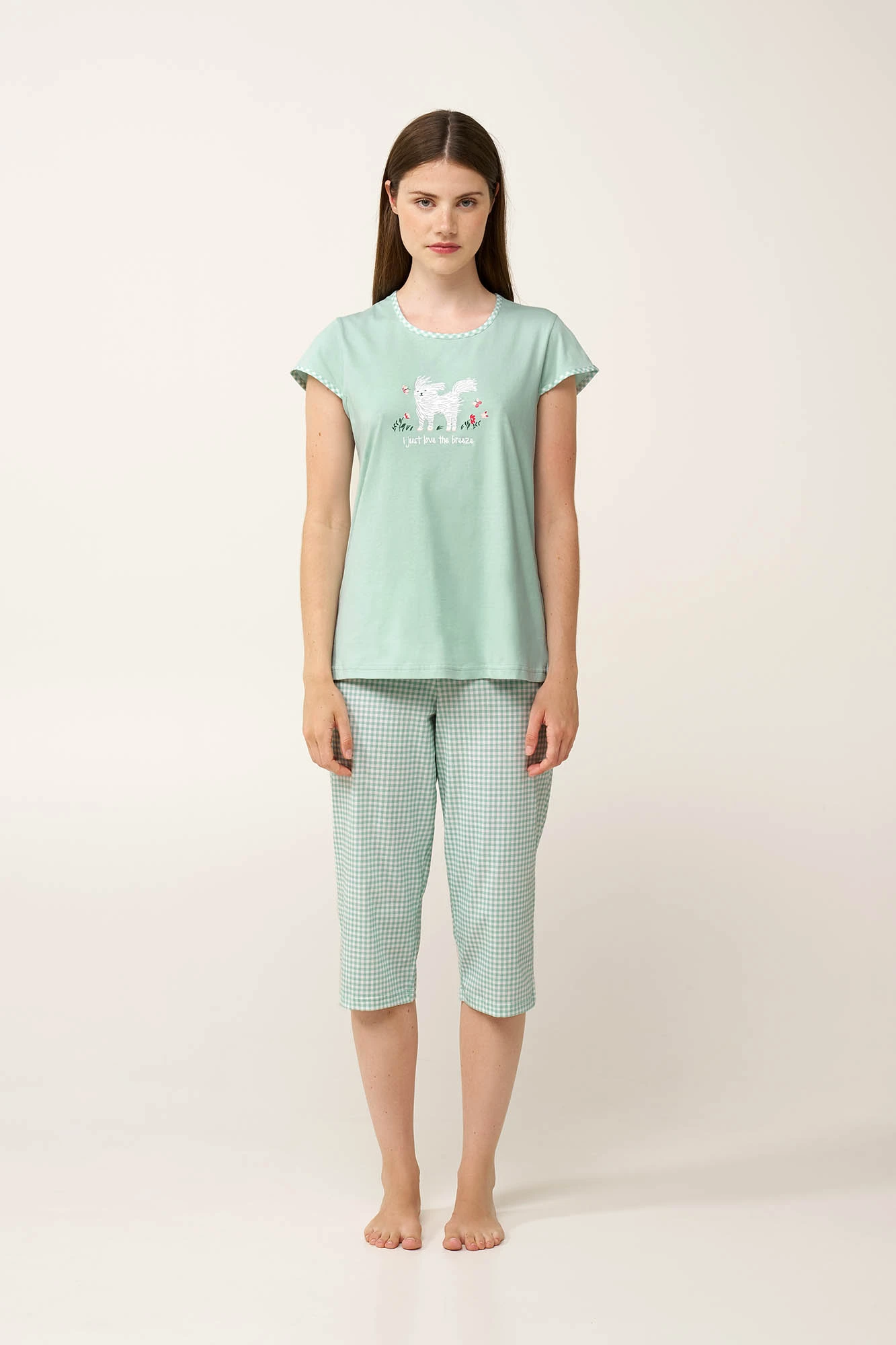 1_0363181639 Γυναικεία Βαμβακερή Κάπρι Πυτζάμα