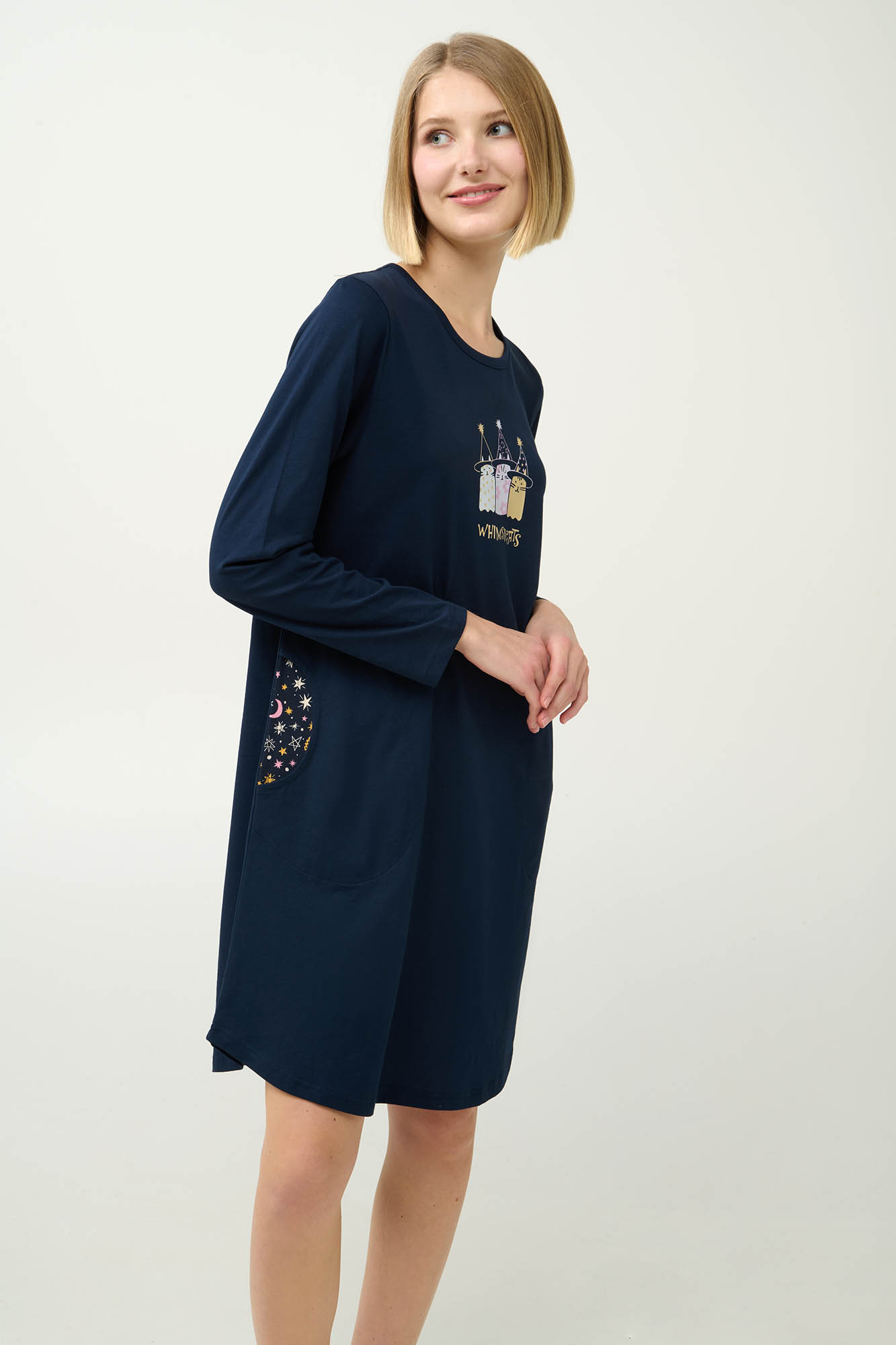 Γυναικείο Βαμβακερό Νυχτικό με Τσέπες