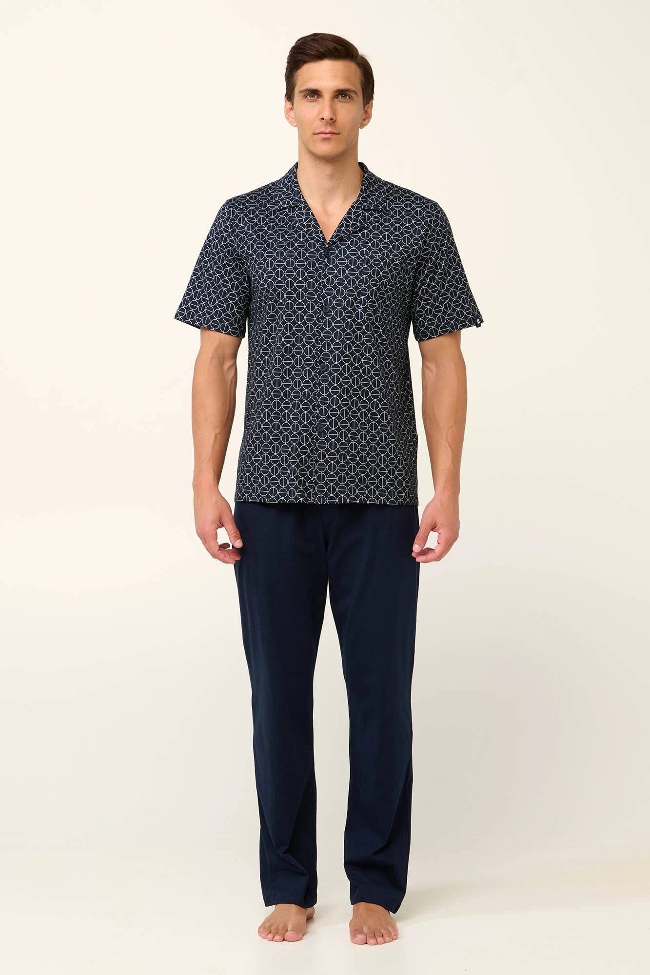 Βαμβακερή Ανδρική Πυτζάμα με Κουμπιά