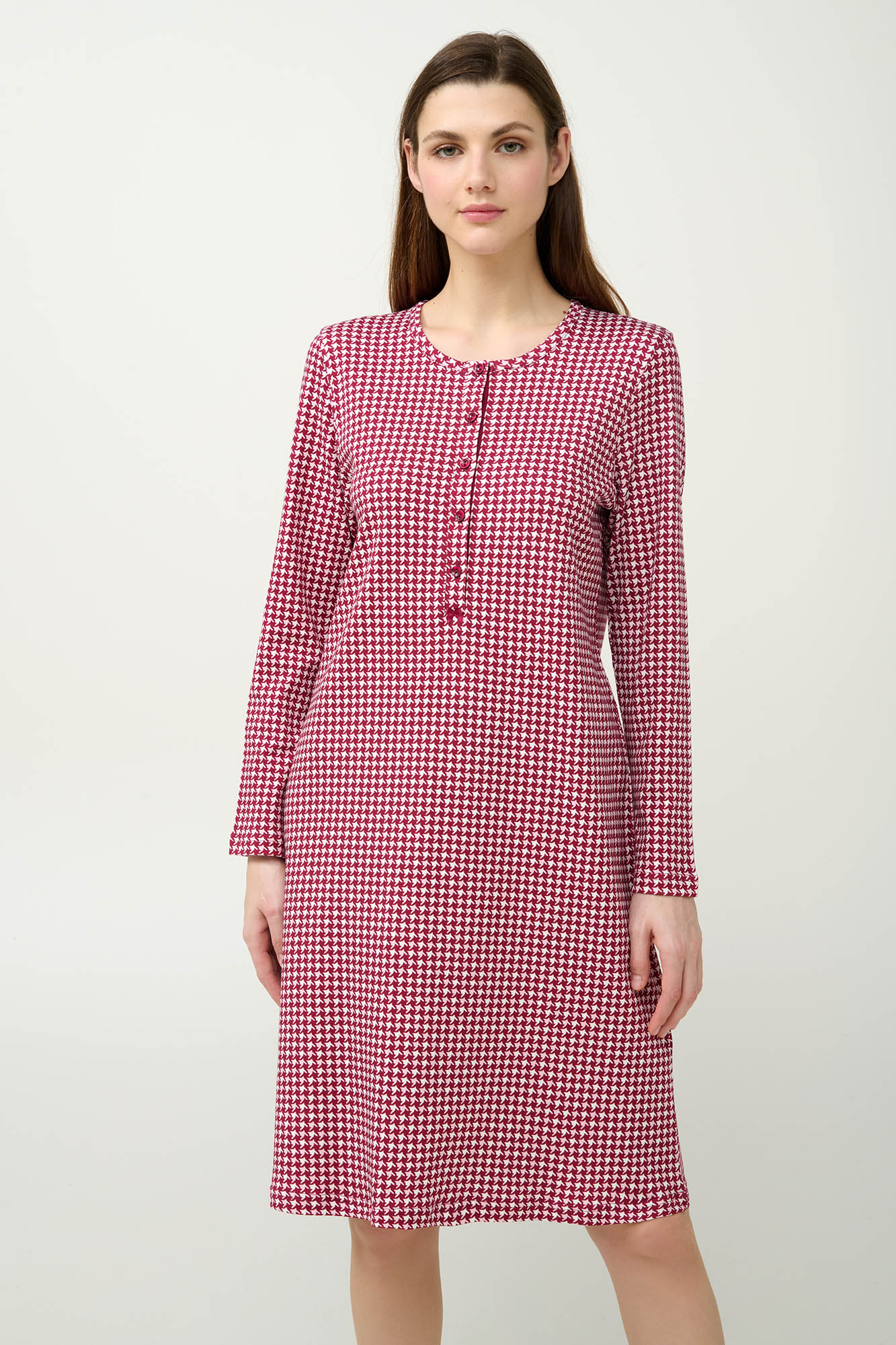 Βαμβακερό Νυχτικό Pied de Poule με Πατιλέτα