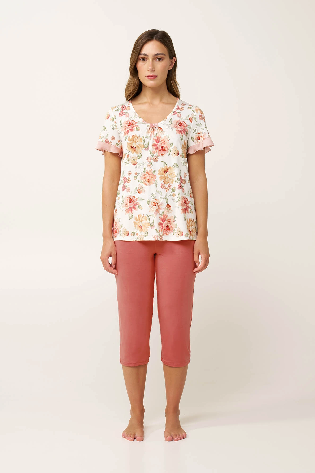 Γυναικεία Micromodal Πυτζάμα Φλοράλ