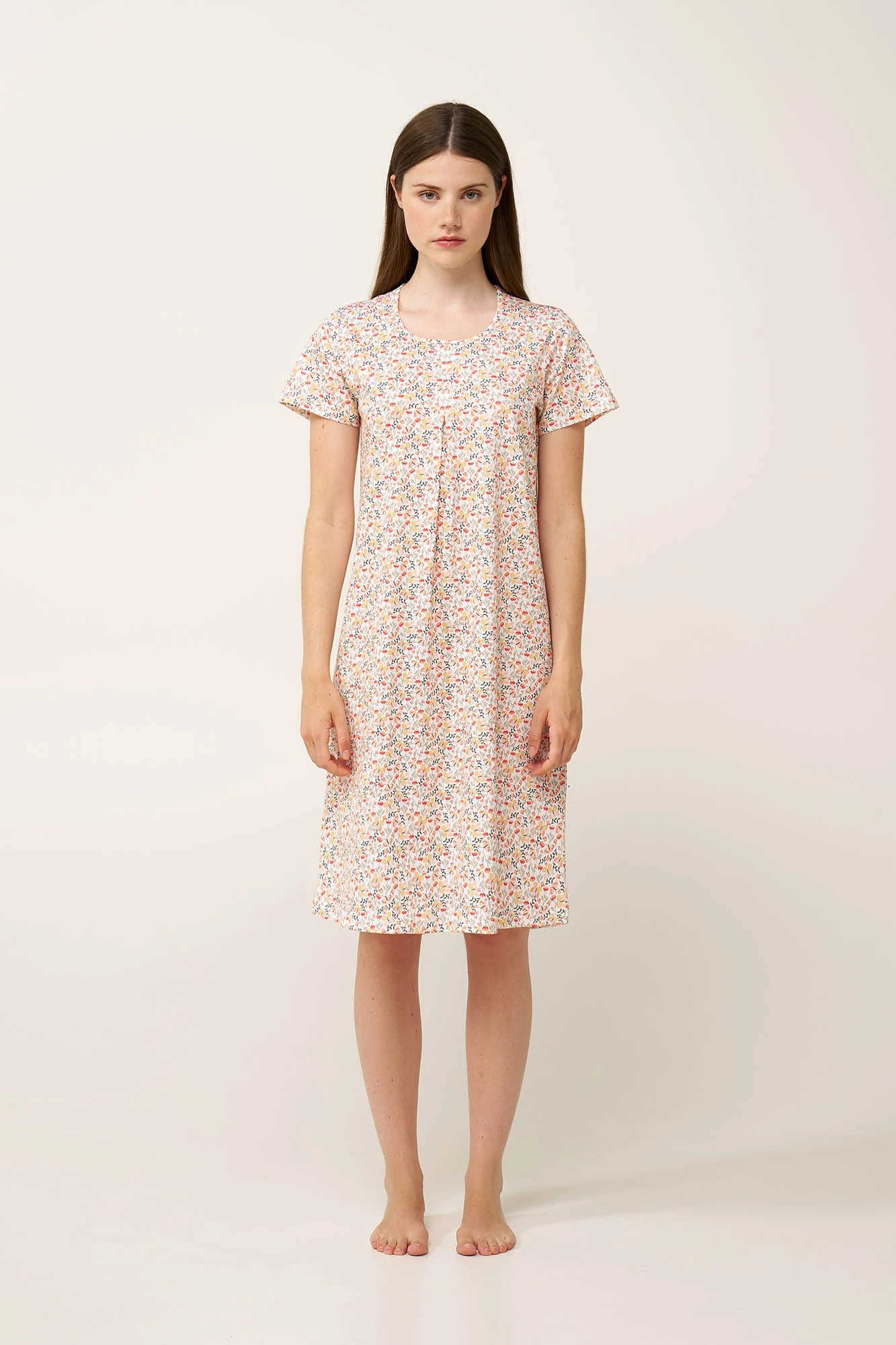 1_0398387489 Βαμβακερό Νυχτικό με Πιέτα