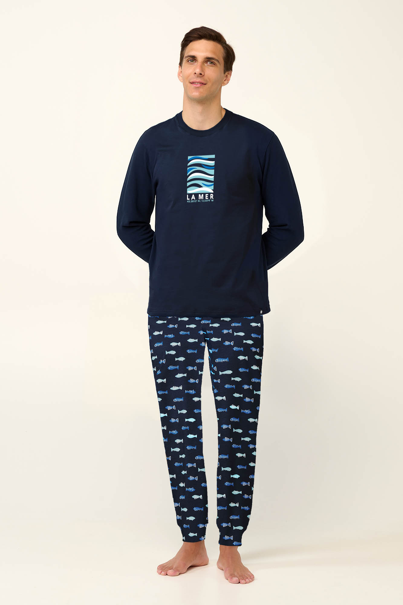 Βαμβακερή Ανδρική Πυτζάμα με Μανσέτες