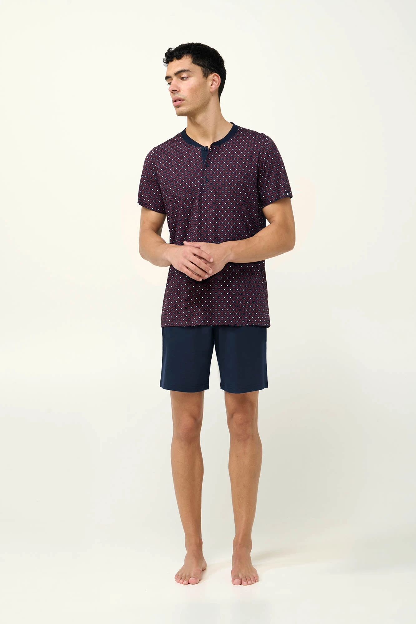 1_0433441349 Ανδρική Βαμβακερή Πυτζάμα με Κοντό Μανίκι