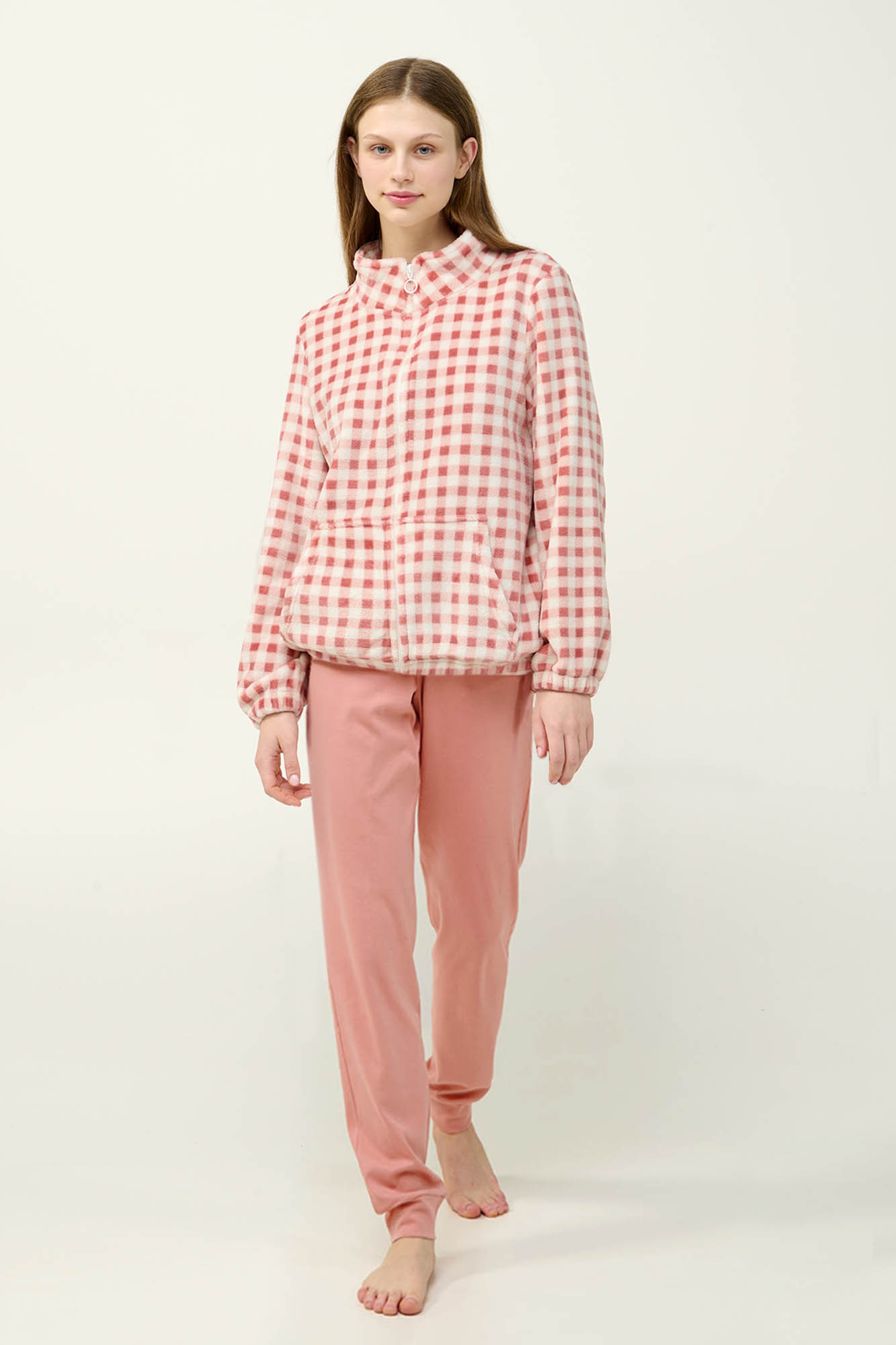 Γυναικεία Fleece Ρόμπα με Φερμουάρ