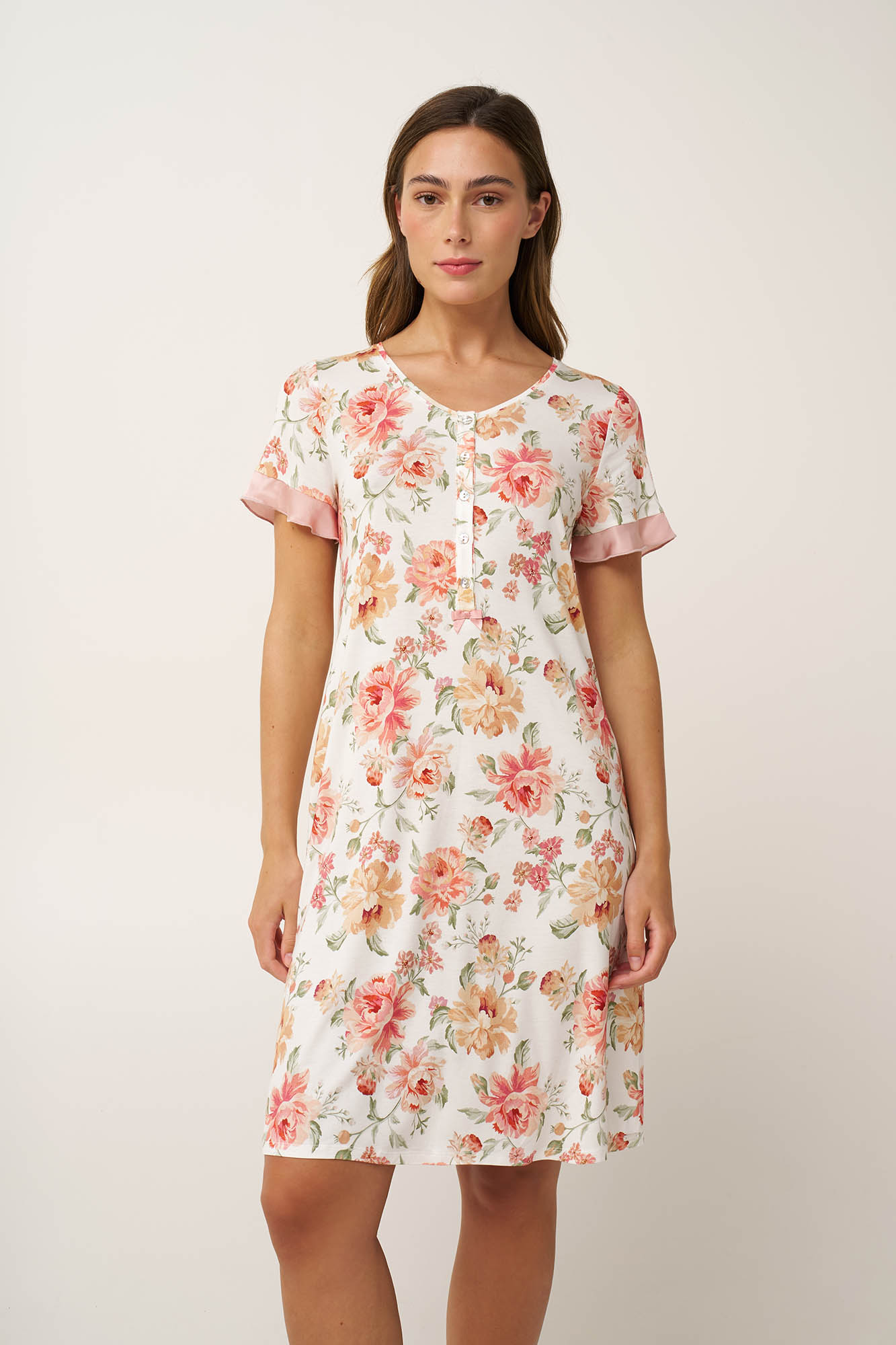 1_0439354782 Micromodal Φλοράλ Νυχτικό με Πατιλέτα - Image 1